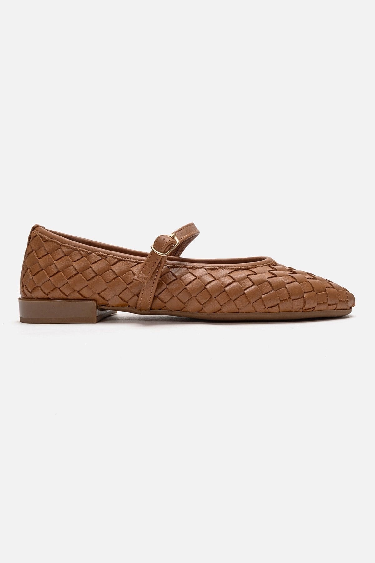 YEVORA - Cognac Genuine Leather Mary Jane Ballet Flat (Women)