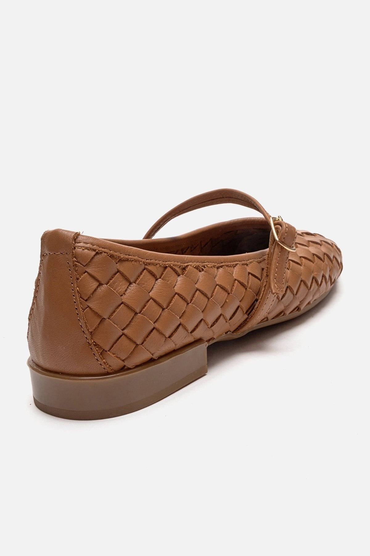 YEVORA - Cognac Genuine Leather Mary Jane Ballet Flat (Women)