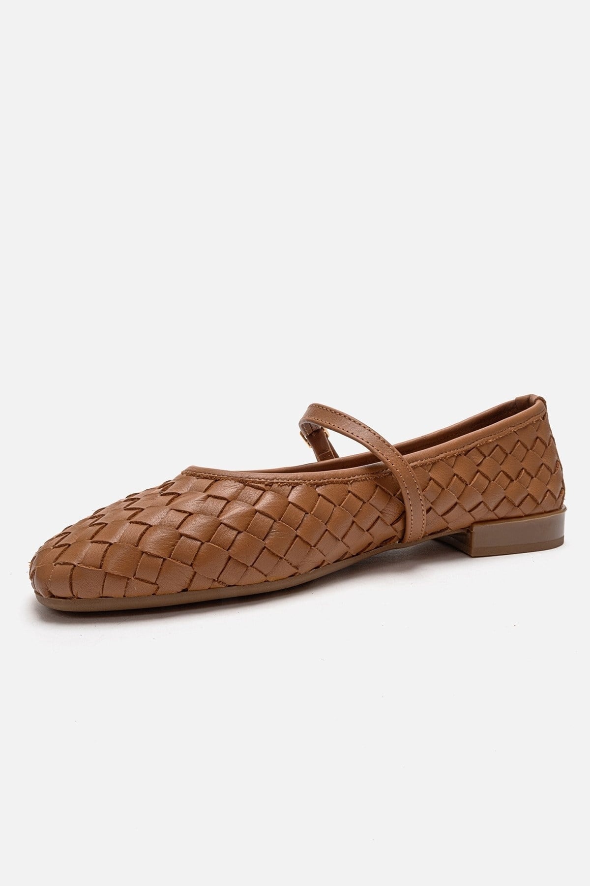 YEVORA - Cognac Genuine Leather Mary Jane Ballet Flat (Women)