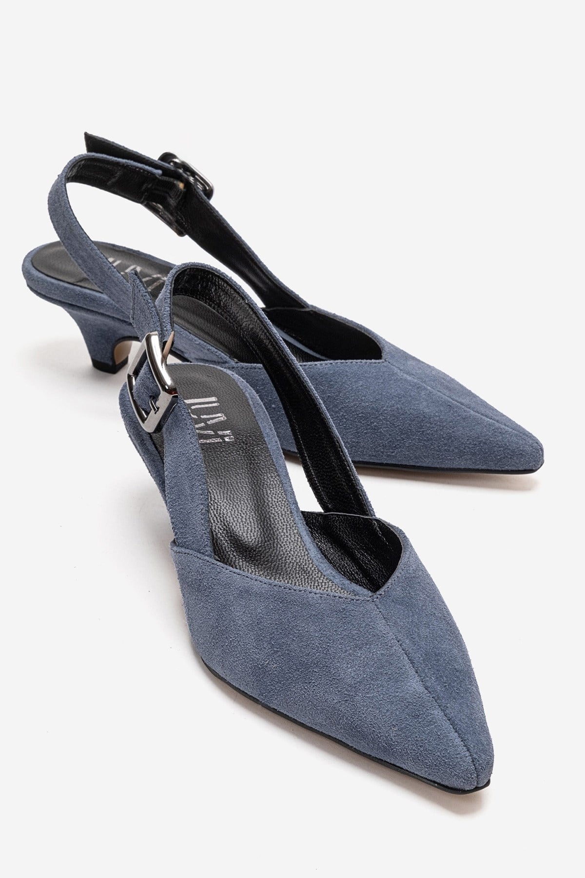 DIORIS - Denim Blue Genuine Leather Slingback Kitten Heel Pump (Women)