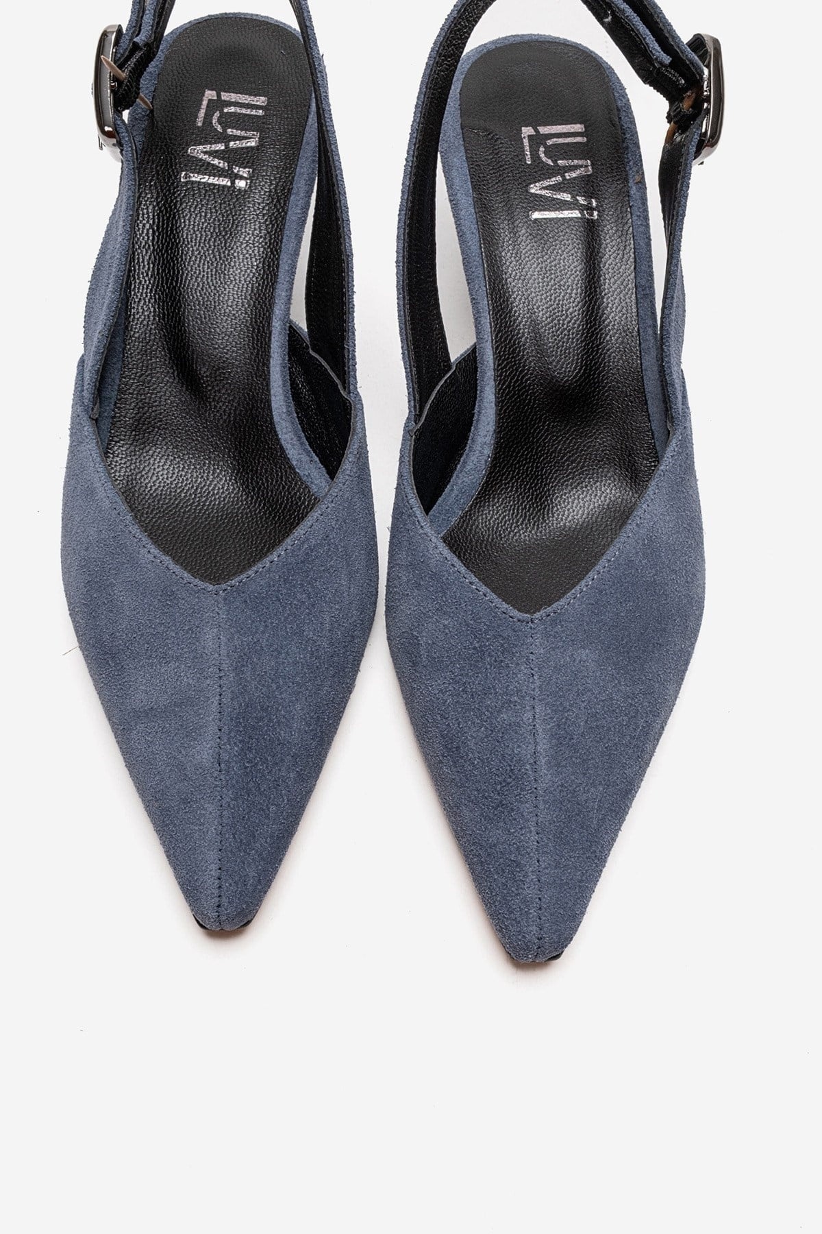 DIORIS - Denim Blue Genuine Leather Slingback Kitten Heel Pump (Women)