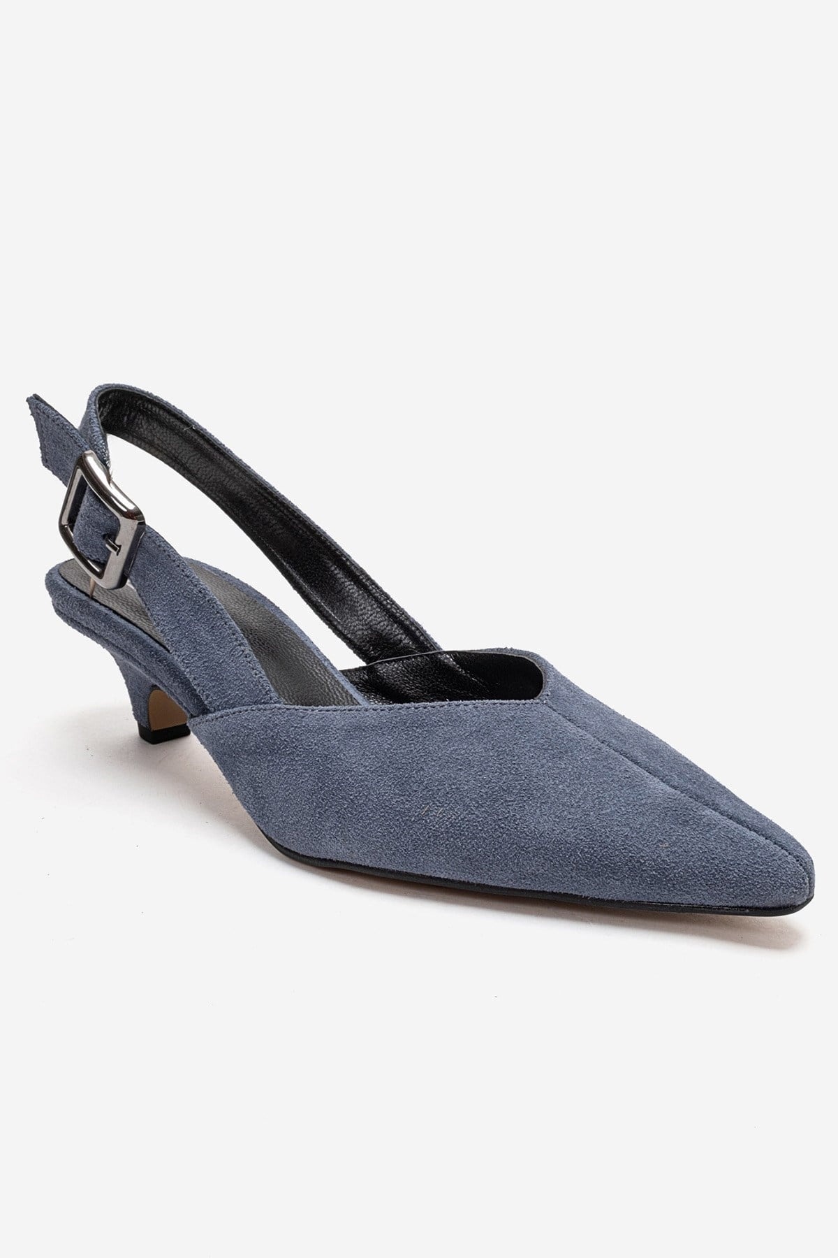 DIORIS - Denim Blue Genuine Leather Slingback Kitten Heel Pump (Women)