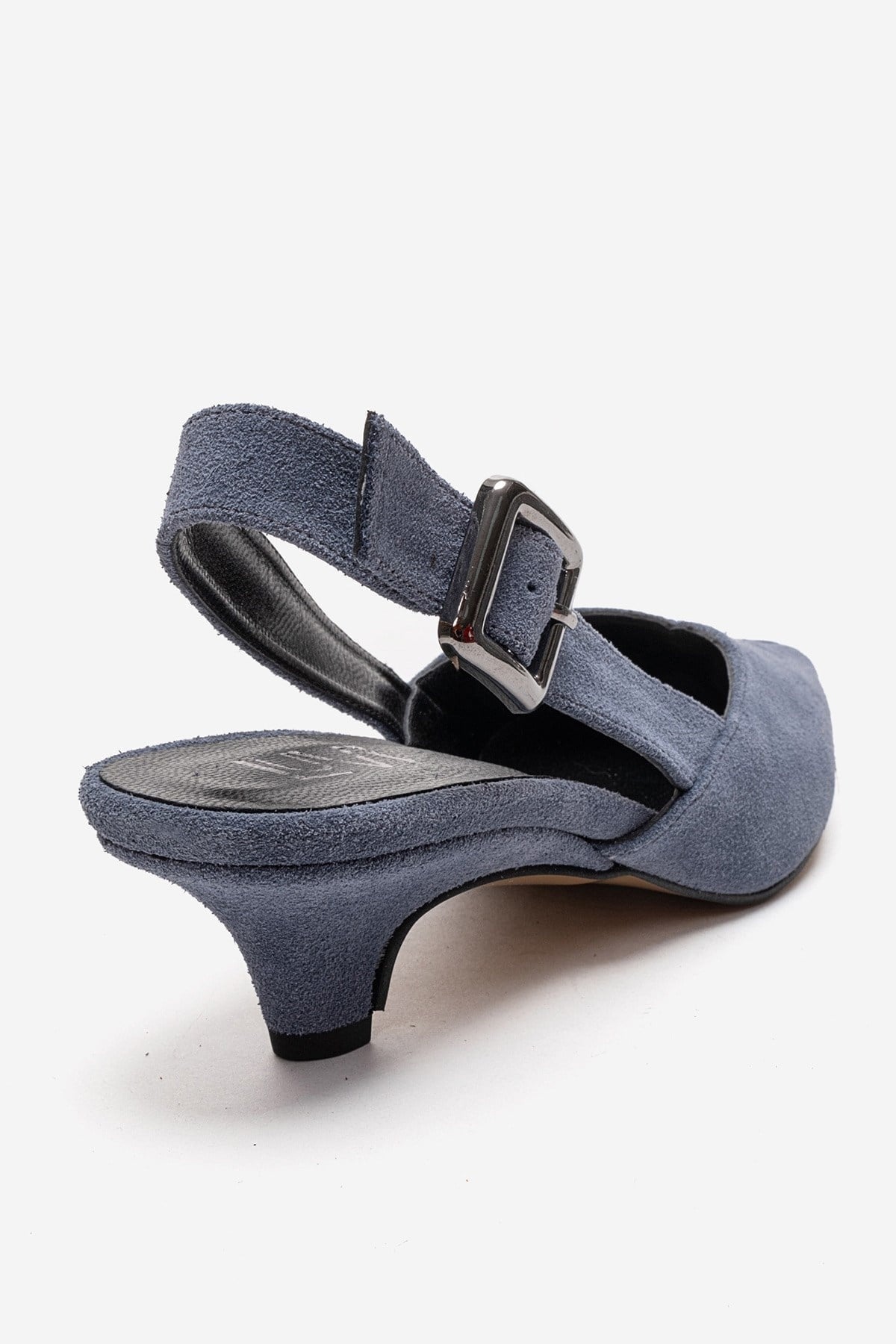 DIORIS - Denim Blue Genuine Leather Slingback Kitten Heel Pump (Women)