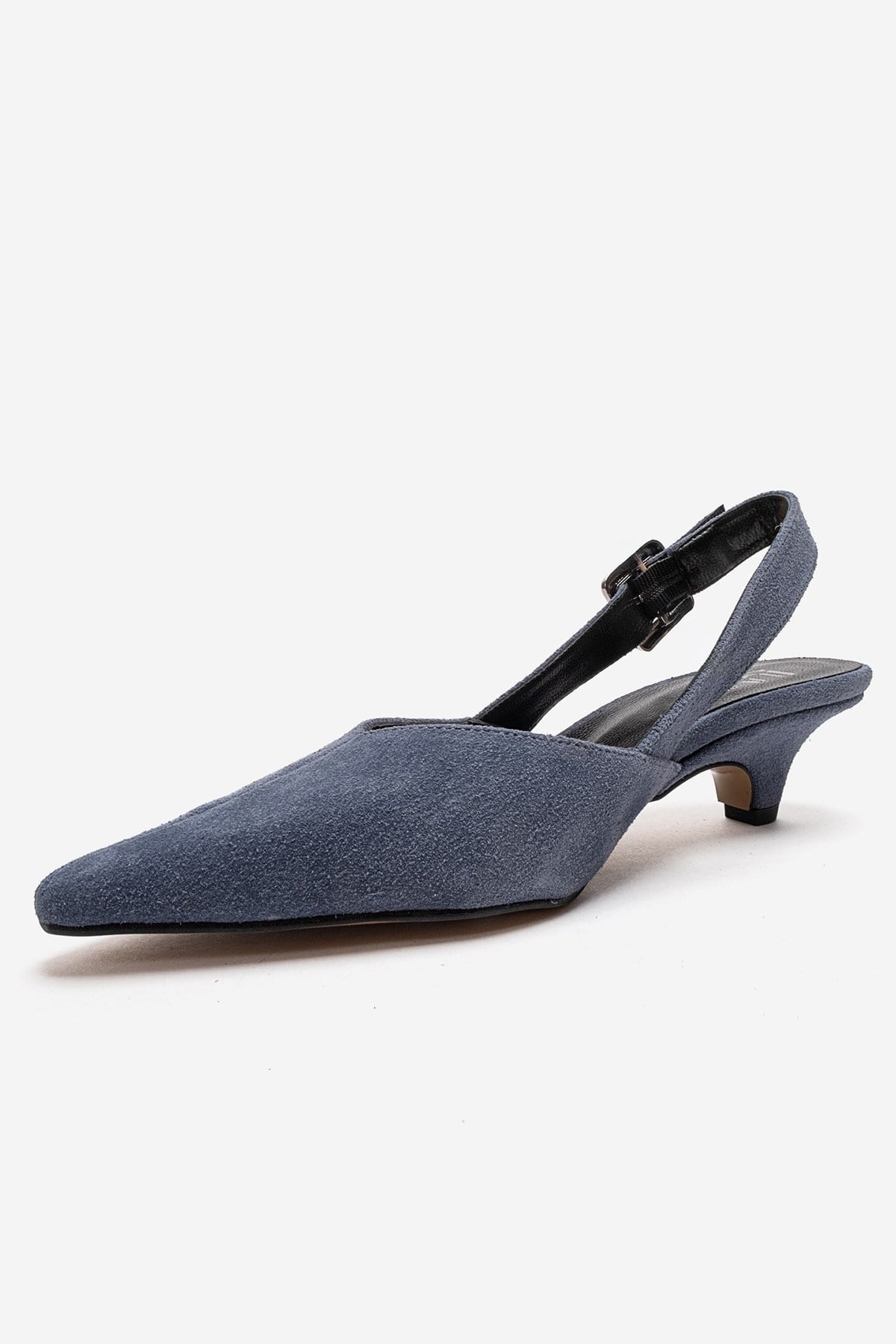 DIORIS - Denim Blue Genuine Leather Slingback Kitten Heel Pump (Women)