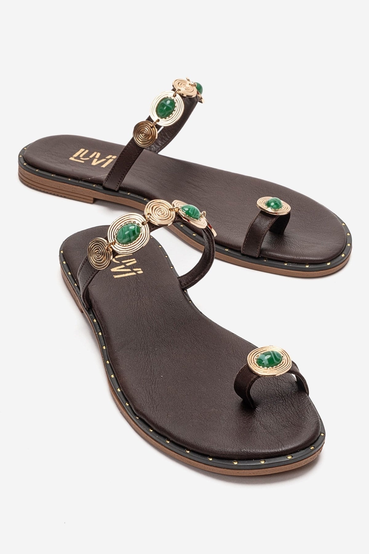 MARTINEZ - Cognac Genuine Leather Thong Sandal (Women)