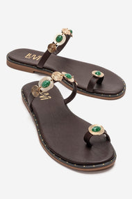 MARTINEZ - Cognac Genuine Leather Thong Sandal (Women)
