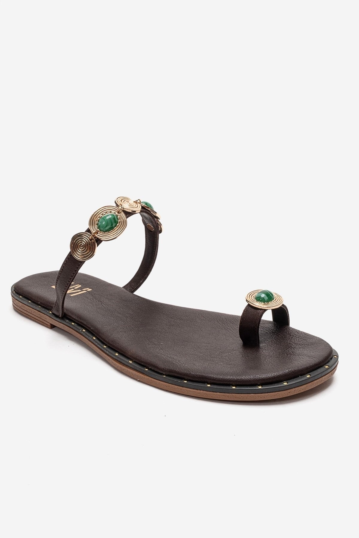 MARTINEZ - Cognac Genuine Leather Thong Sandal (Women)