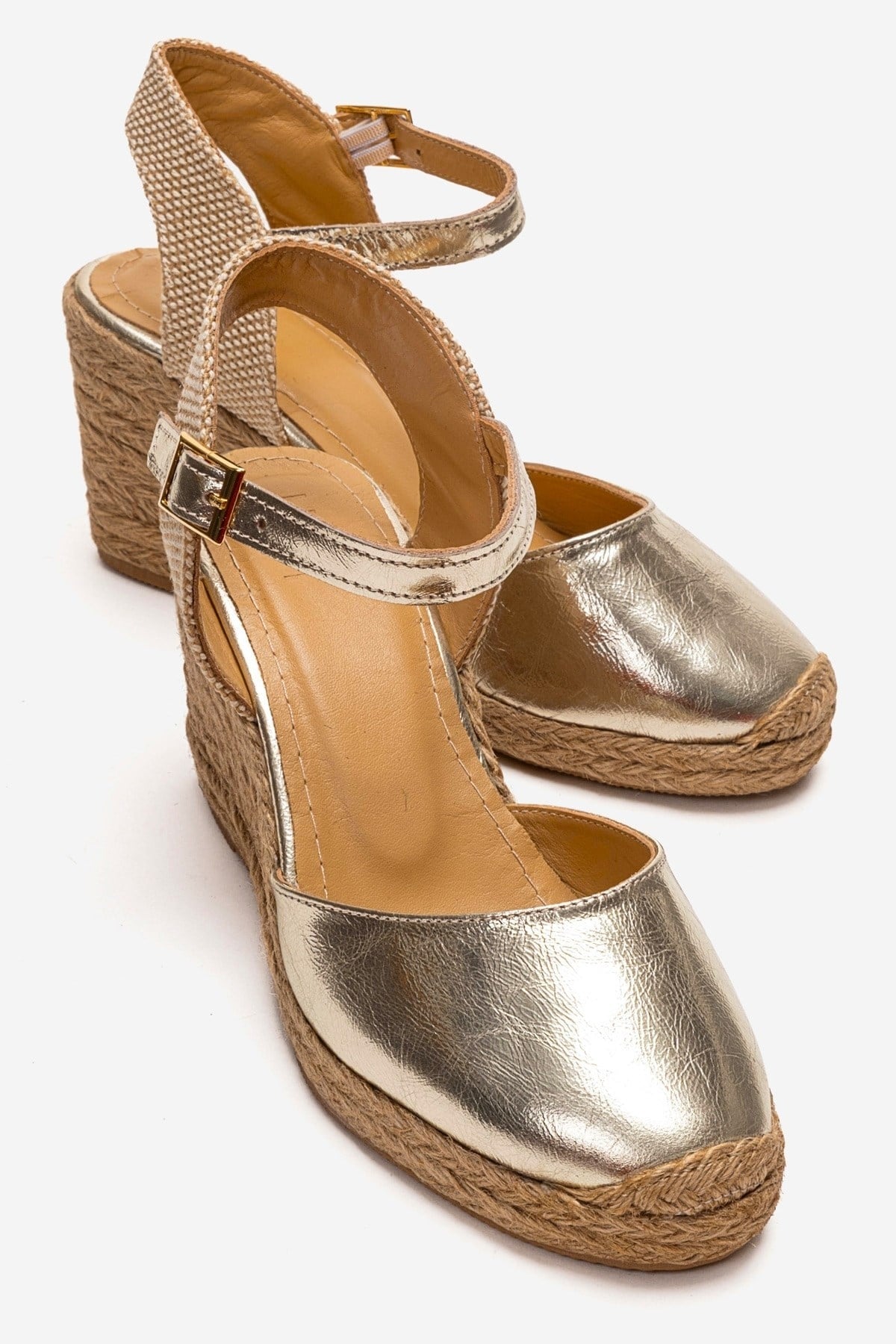 SINTA - Gold Genuine Leather Heeled Sandal (Women)