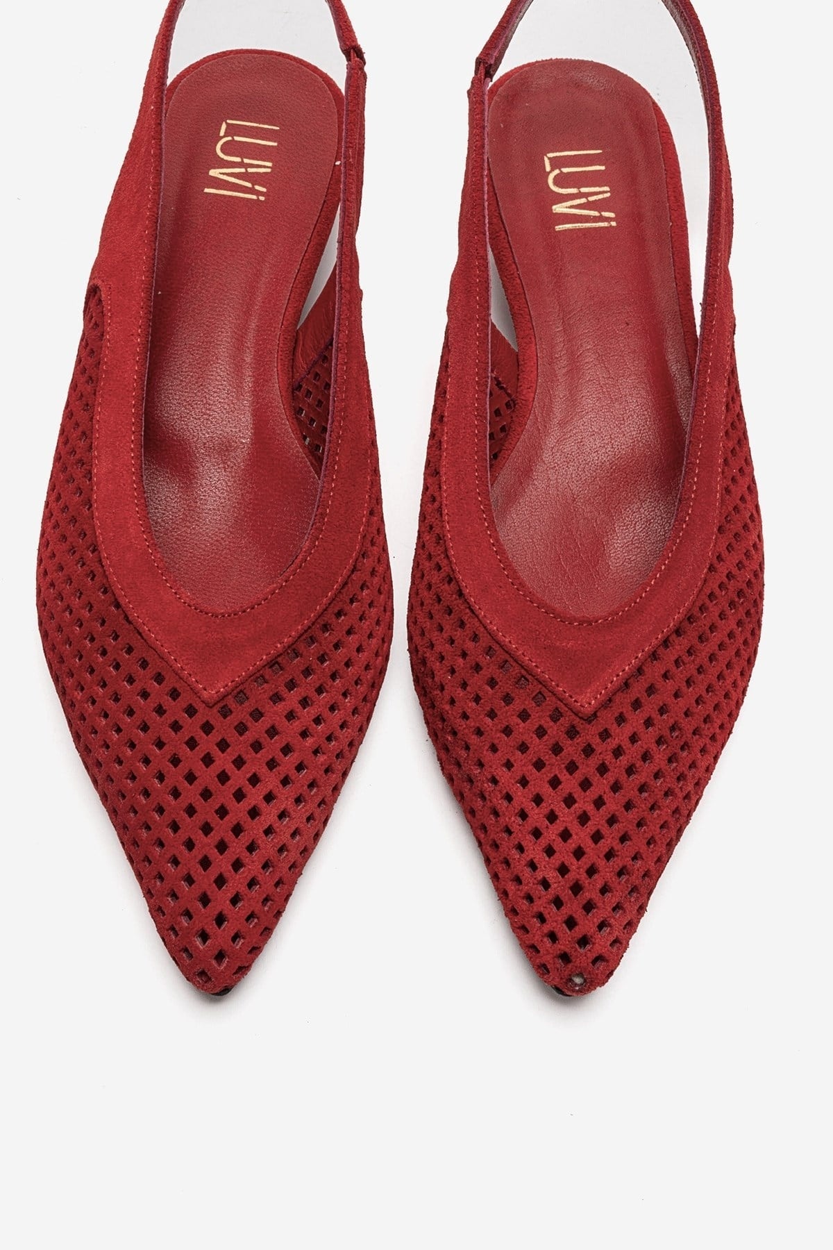 LIEVE - Red Genuine Leather Low Block Heel Shoe (Women)