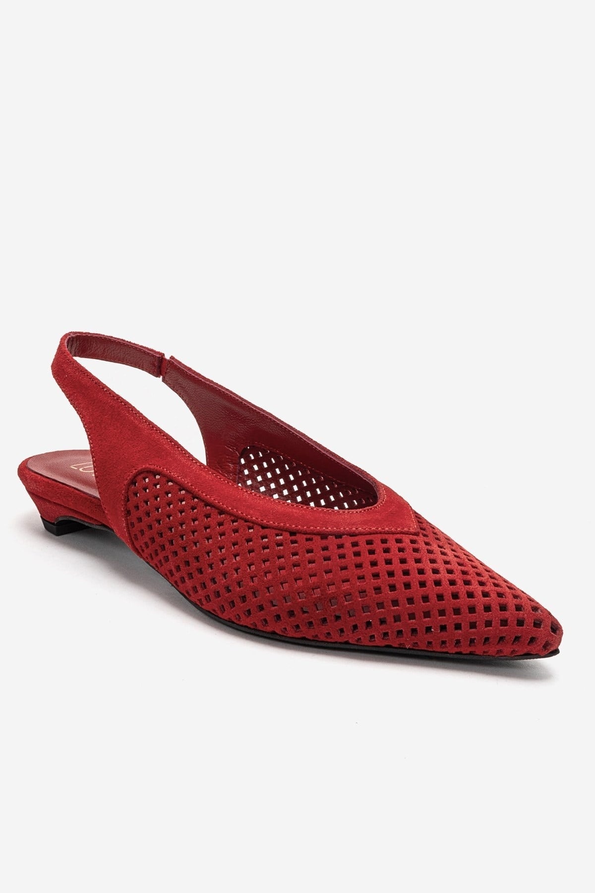 LIEVE - Red Genuine Leather Low Block Heel Shoe (Women)