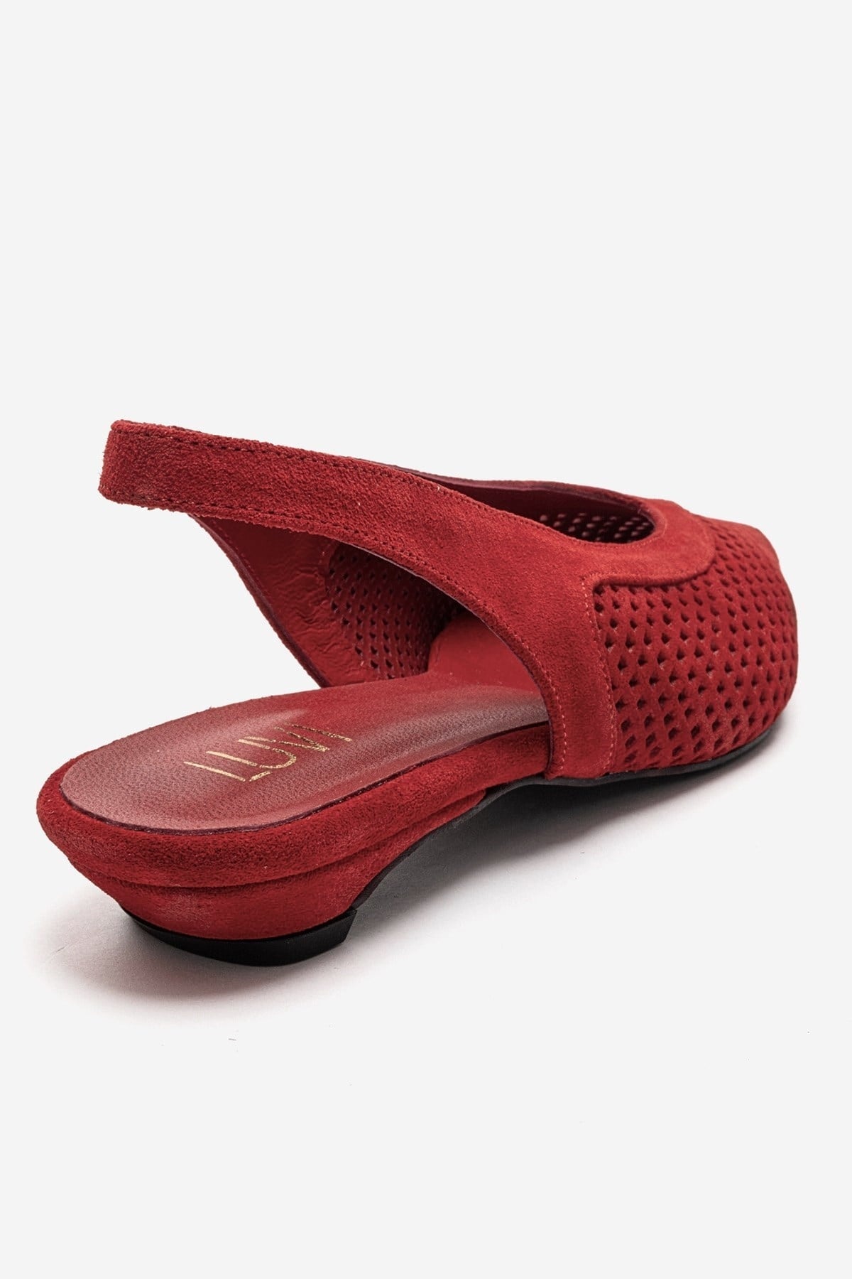 LIEVE - Red Genuine Leather Low Block Heel Shoe (Women)