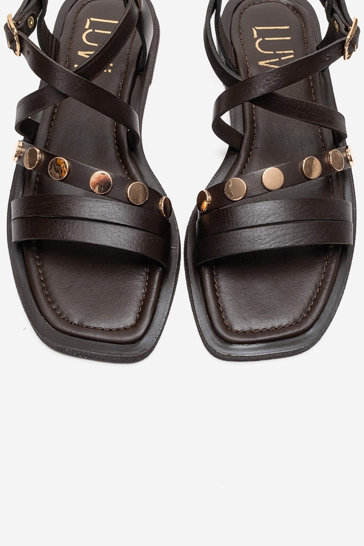 Poole - Brown Genuine Leather Multi-Strap Sandal (Women)