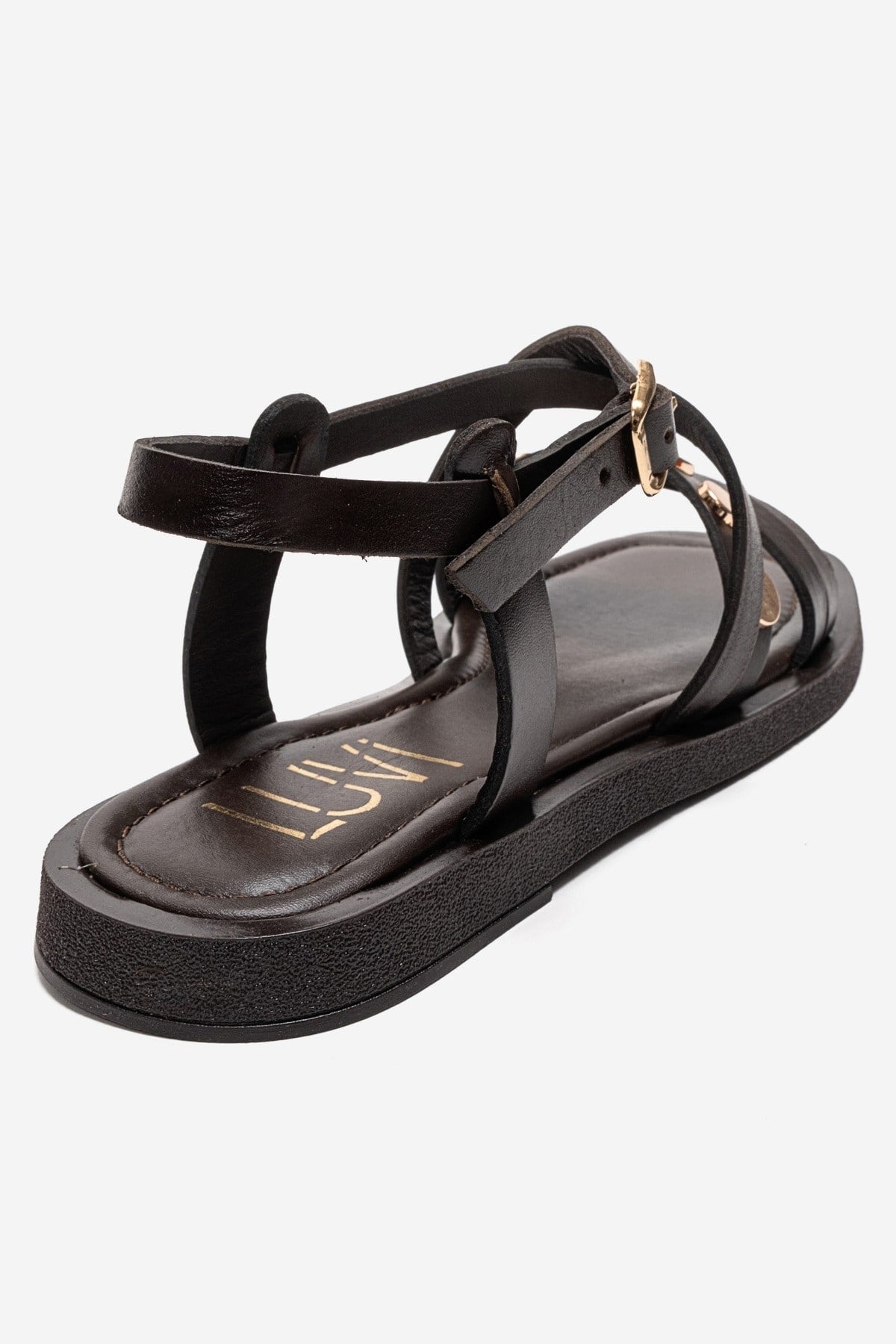 Poole - Brown Genuine Leather Multi-Strap Sandal (Women)
