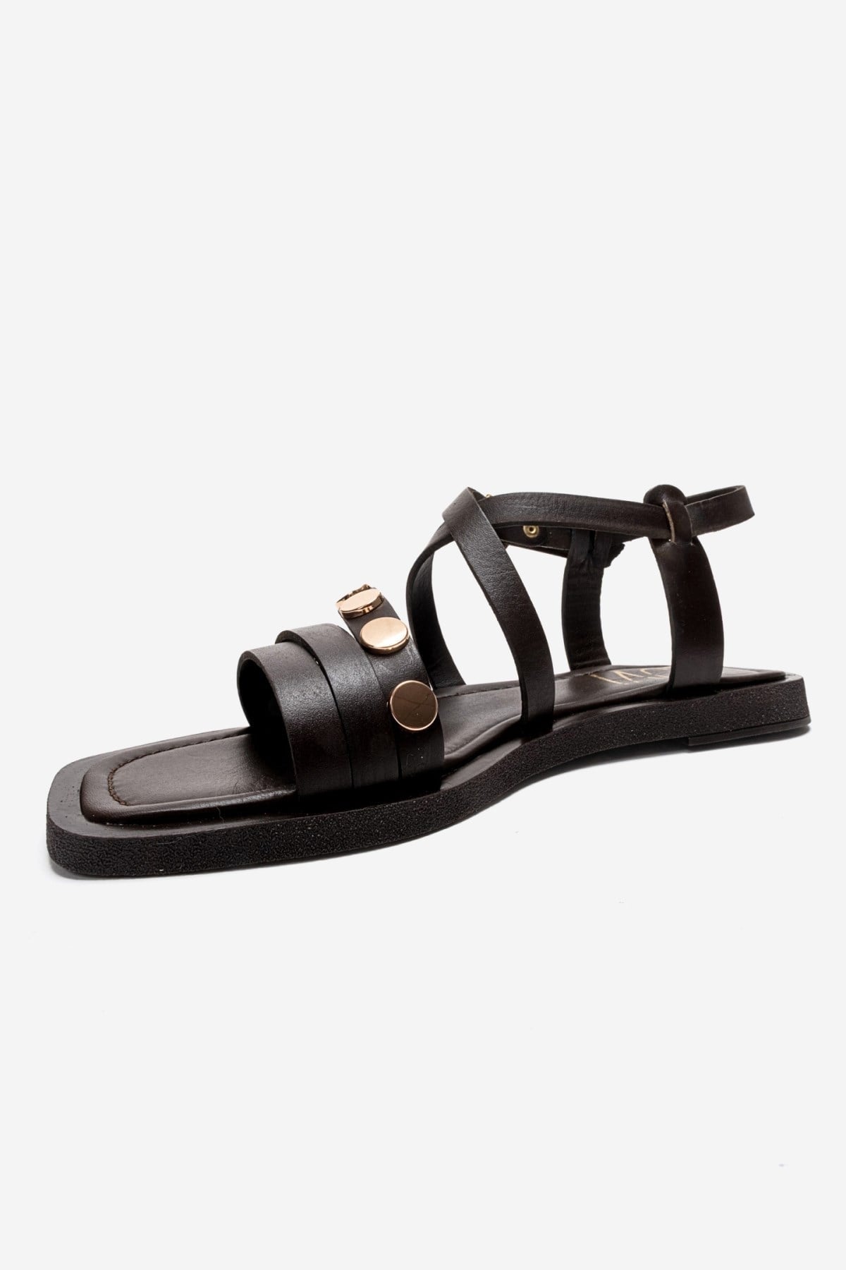 Poole - Brown Genuine Leather Multi-Strap Sandal (Women)