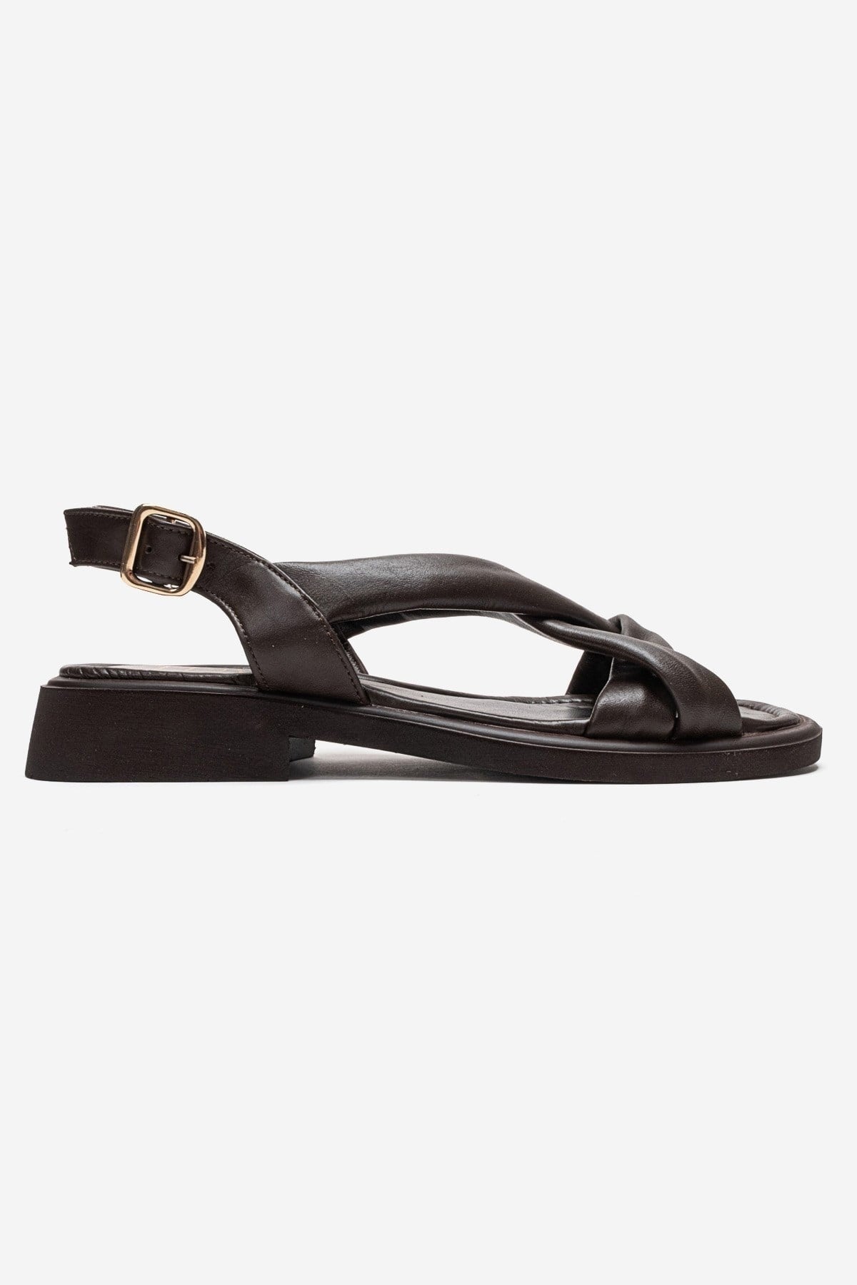 Frand - Brown Genuine Leather Crisscross Strap Sandal (Women)