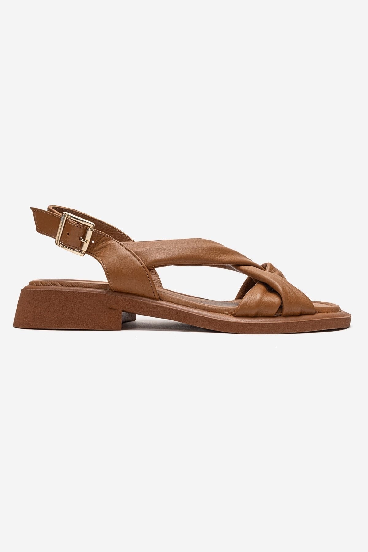 FRAND - Camel Genuine Leather Cross-Strap Sandal (Women)