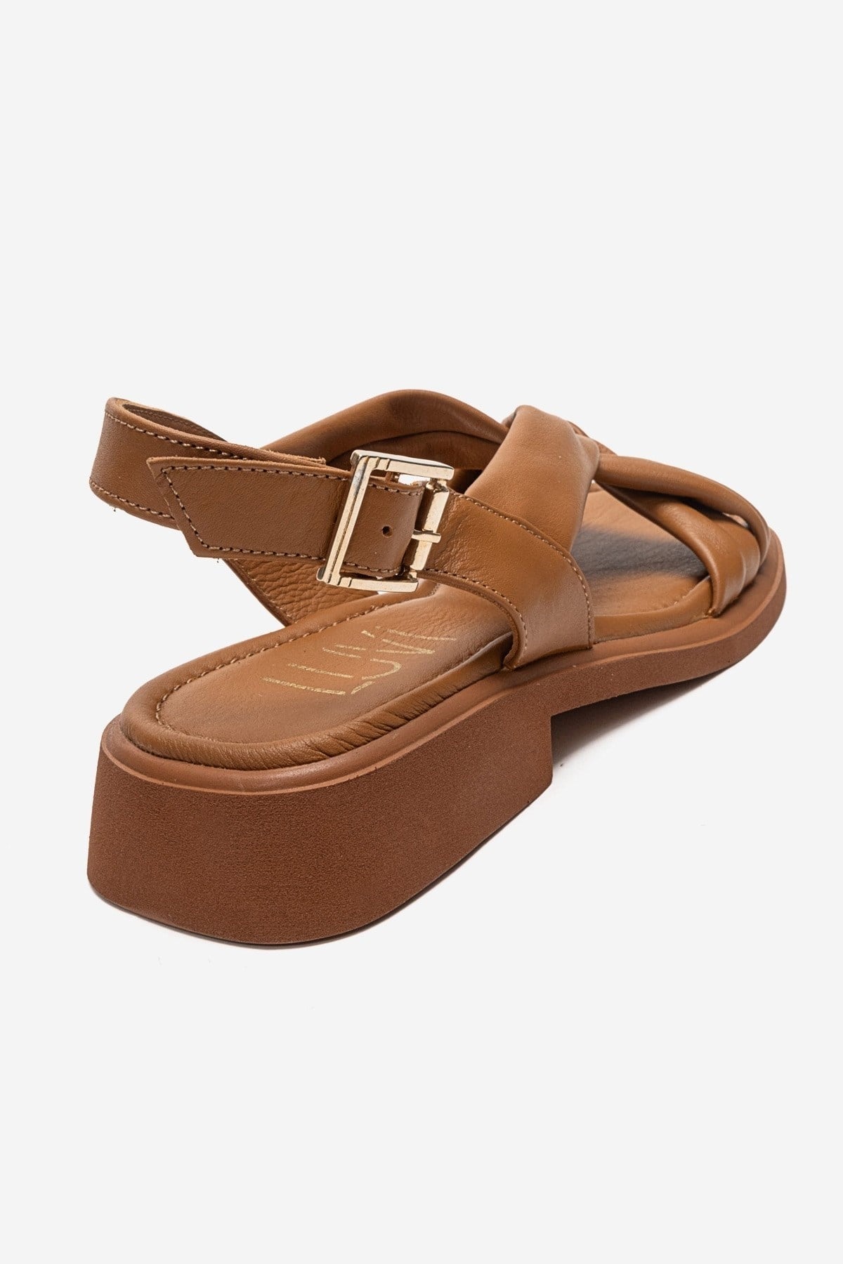 FRAND - Camel Genuine Leather Cross-Strap Sandal (Women)