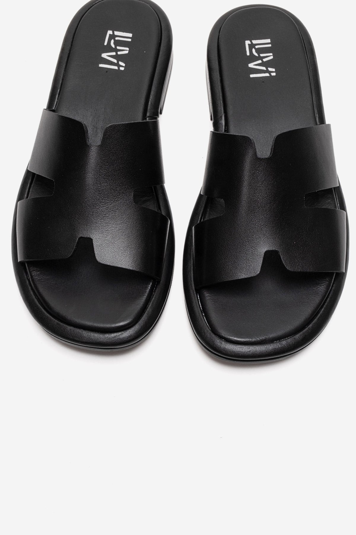 BRIO - Black Genuine Leather Slide (Women)