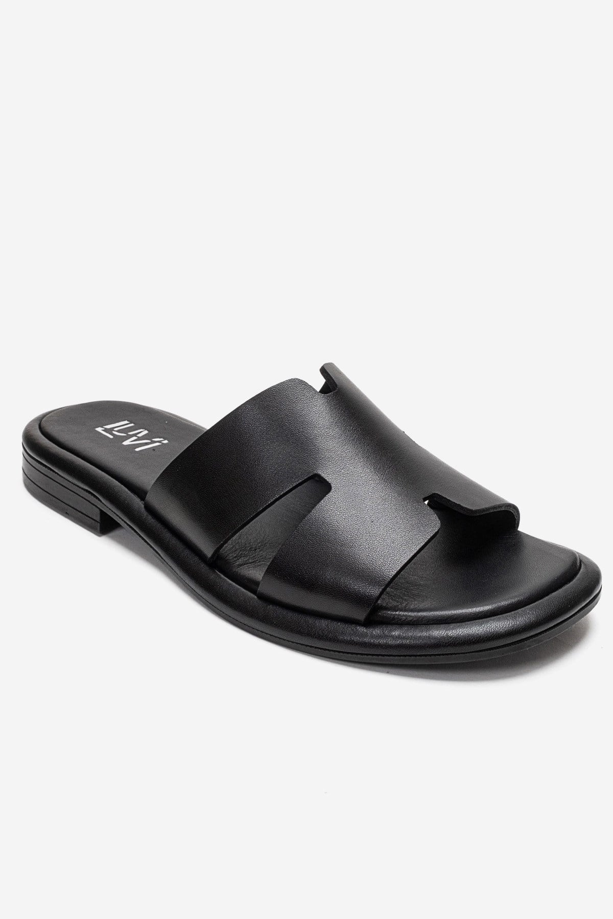 BRIO - Black Genuine Leather Slide (Women)