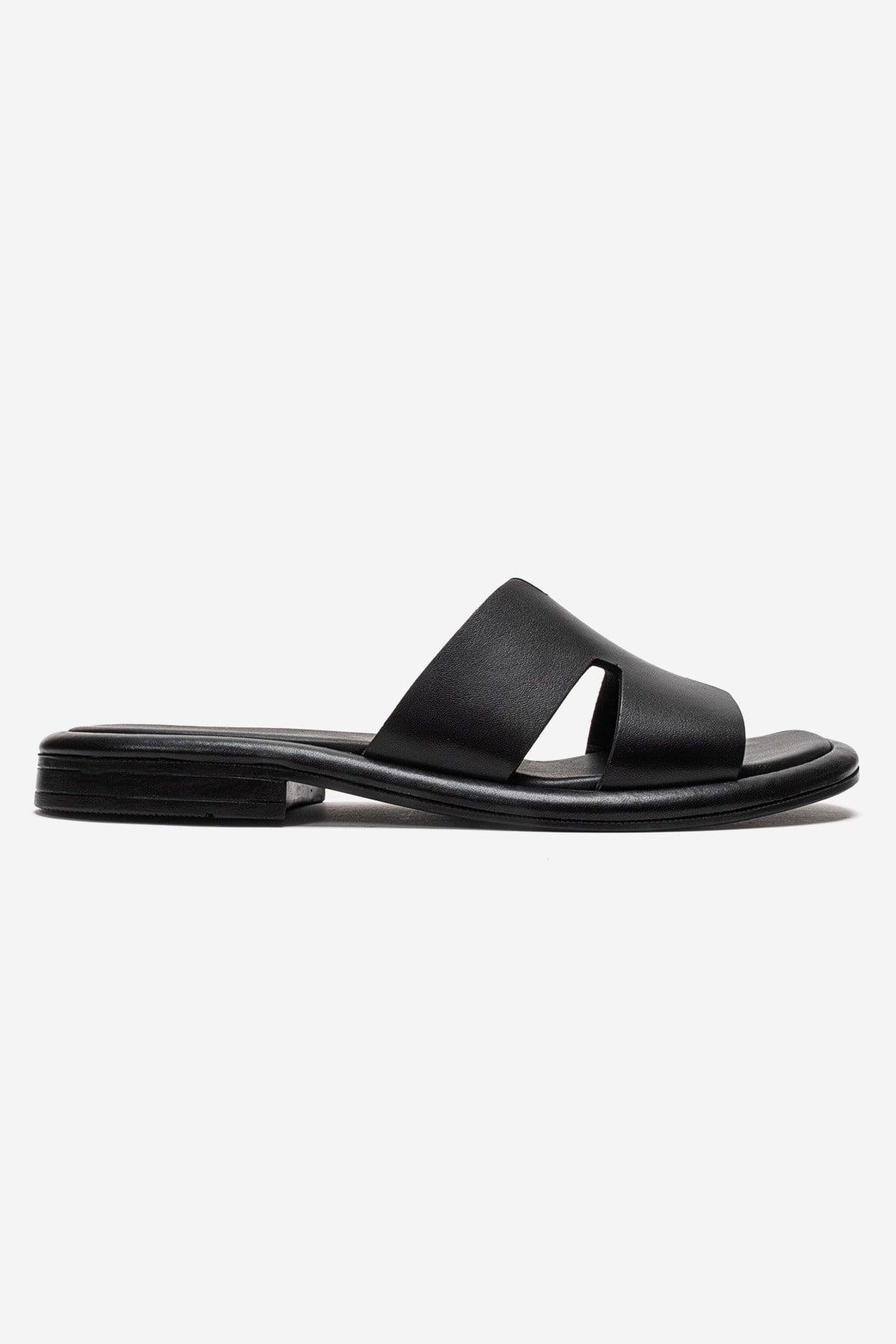 BRIO - Black Genuine Leather Slide (Women)