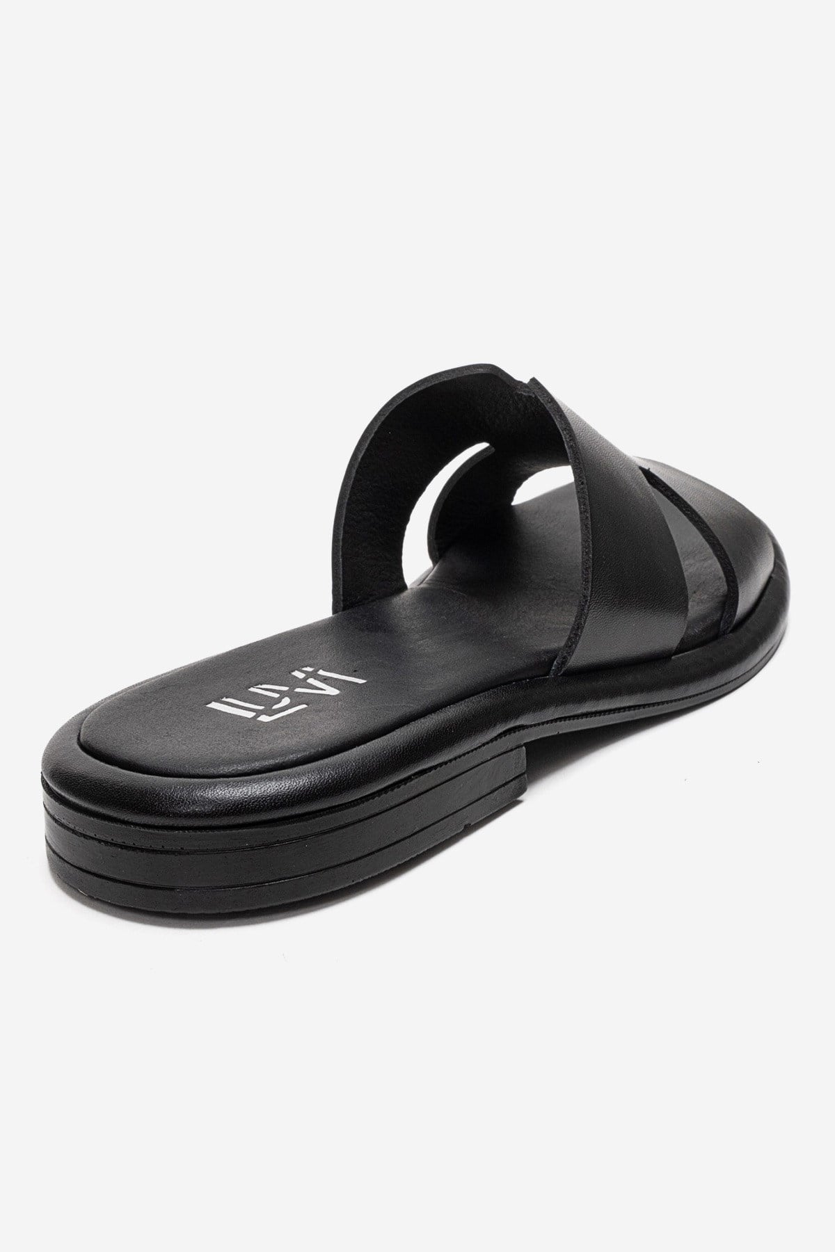 BRIO - Black Genuine Leather Slide (Women)