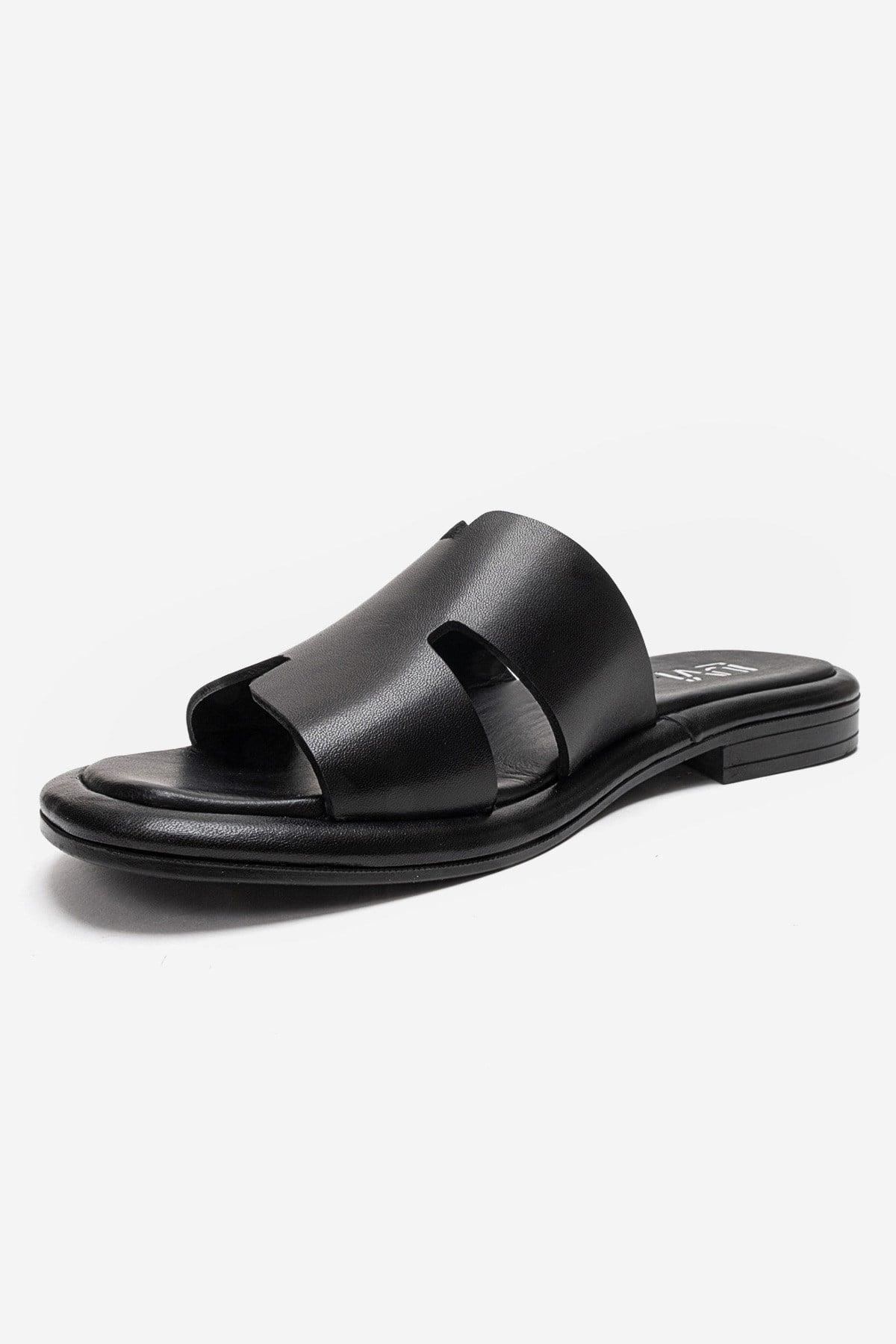 BRIO - Black Genuine Leather Slide (Women)