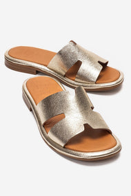 BRIO - Gold Genuine Leather Slide (Women)