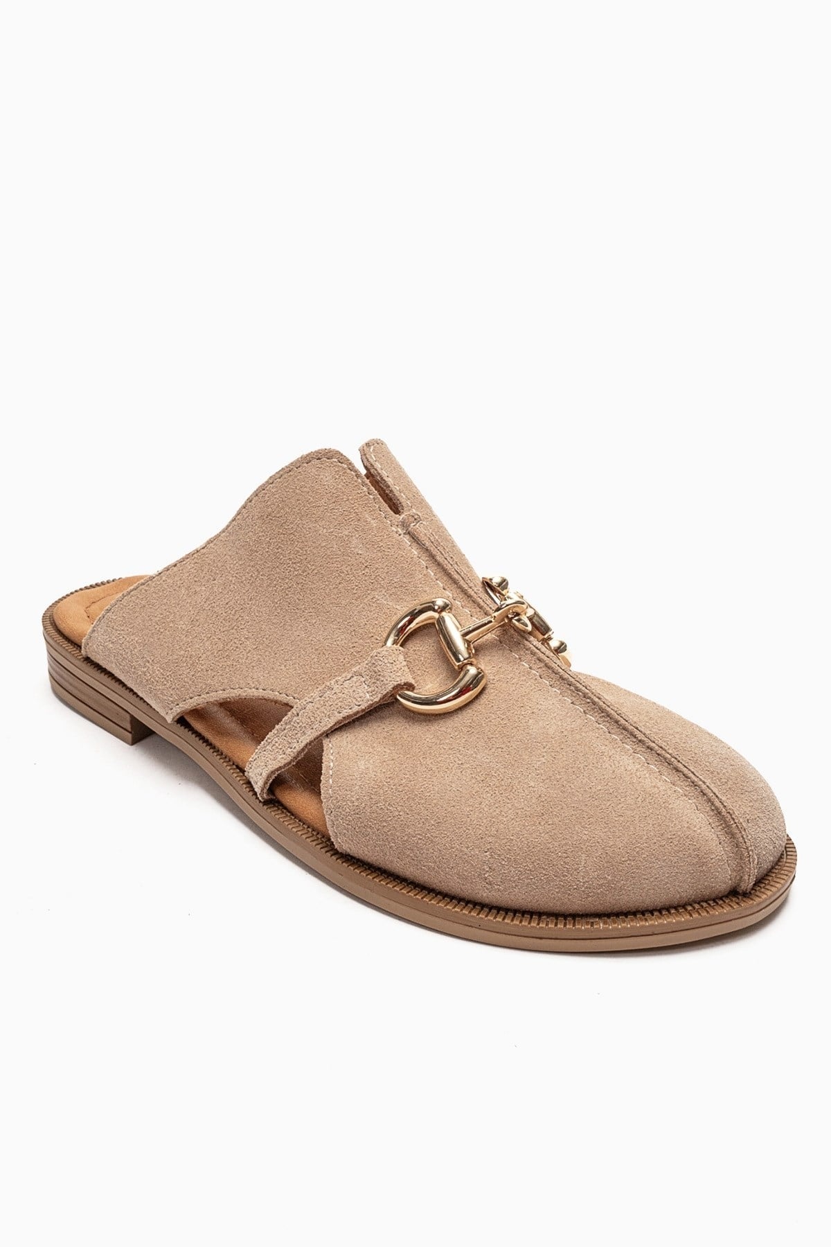 FAVOR - Beige Genuine Leather Closed-Toe Mule (Women)