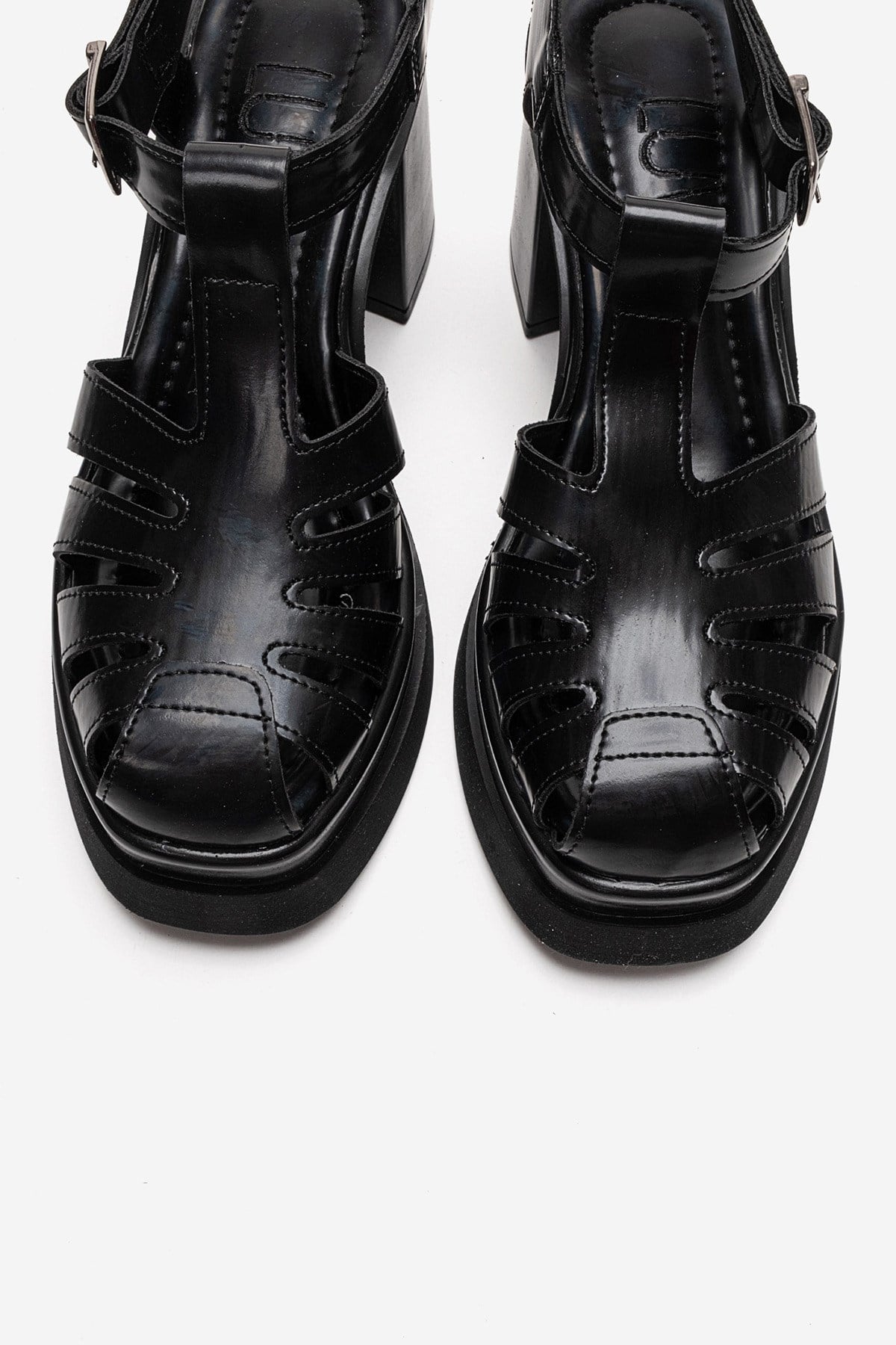 ROVENA - Black Platform Block Heel Sandal (Women)