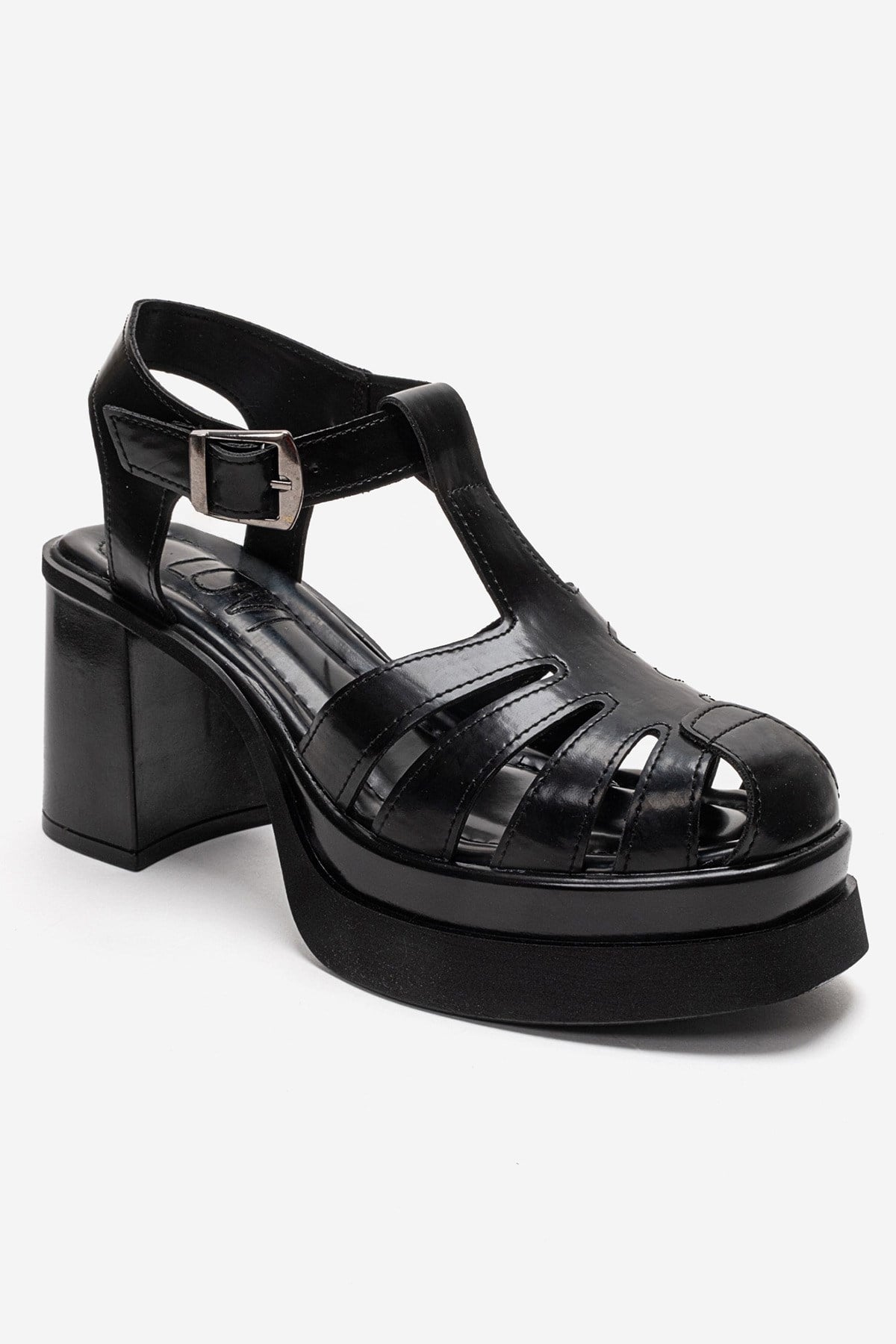 ROVENA - Black Platform Block Heel Sandal (Women)