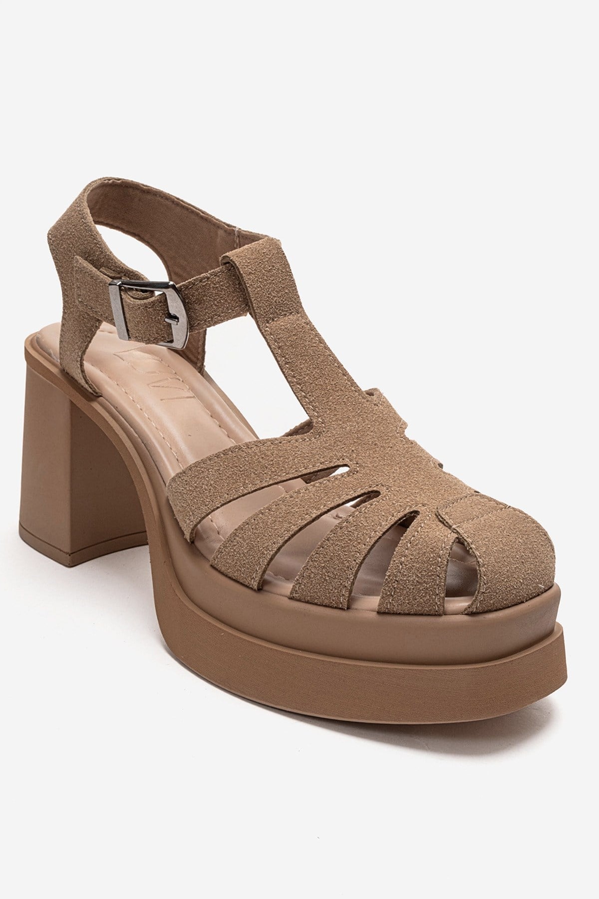 ROVENA - Cognac Suede Platform Block Heel Sandal (Women)