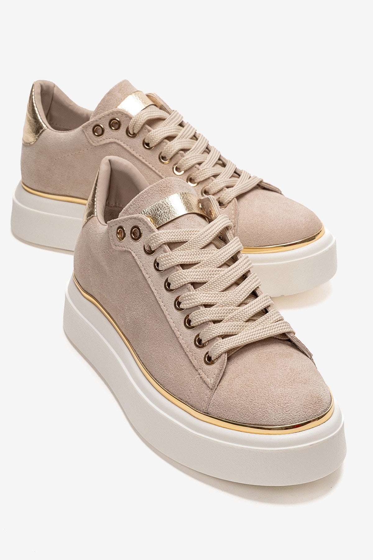 BORENA - Beige Platform Sneaker (Women)