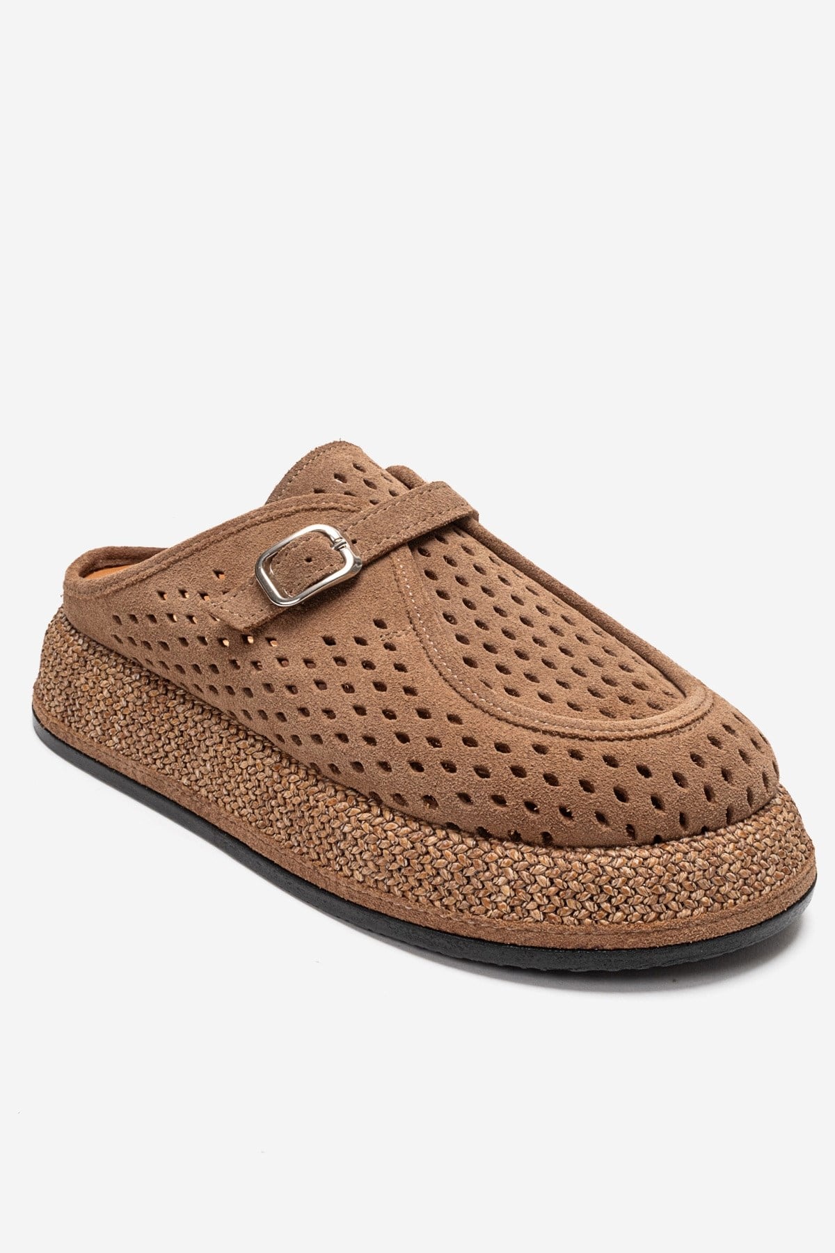 VONE - Taupe Genuine Leather Closed-Toe Mule (Women)