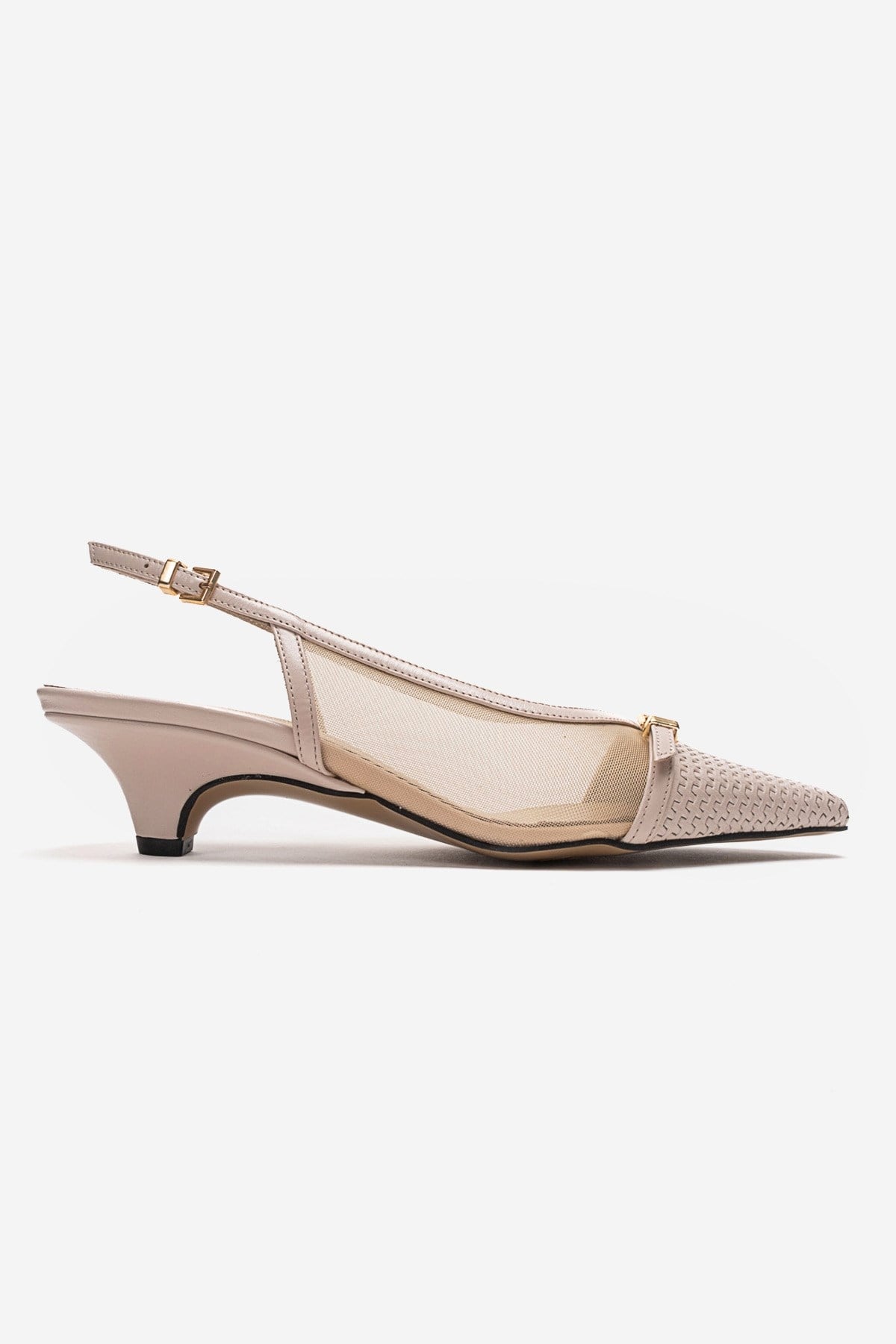 LAVIERA - Beige Genuine Leather Slingback Low Heel Pump (Women)