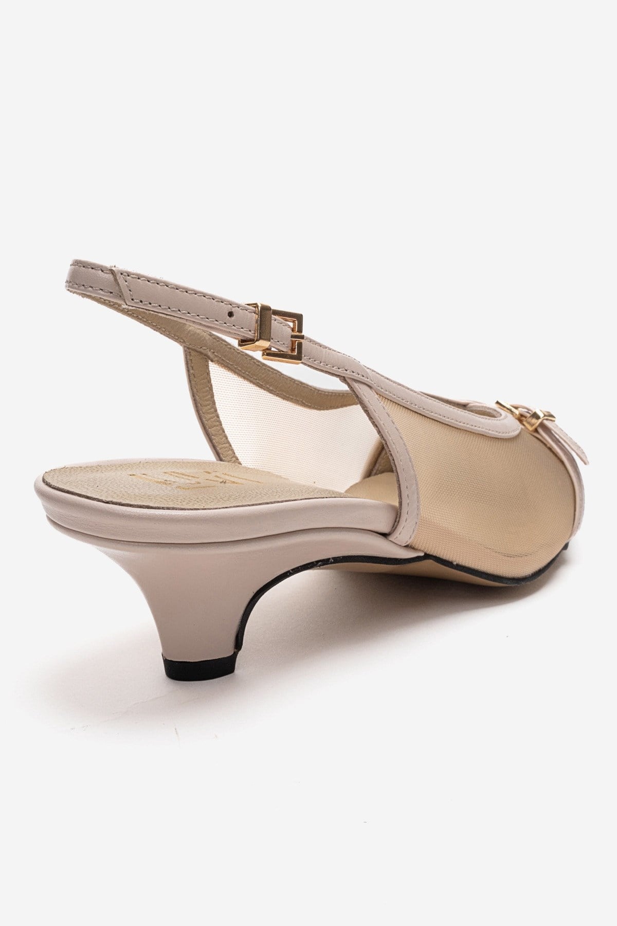 LAVIERA - Beige Genuine Leather Slingback Low Heel Pump (Women)