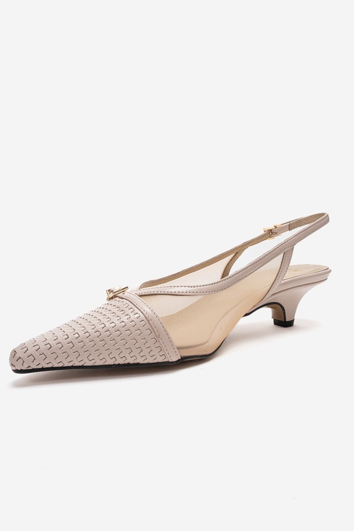 LAVIERA - Beige Genuine Leather Slingback Low Heel Pump (Women)