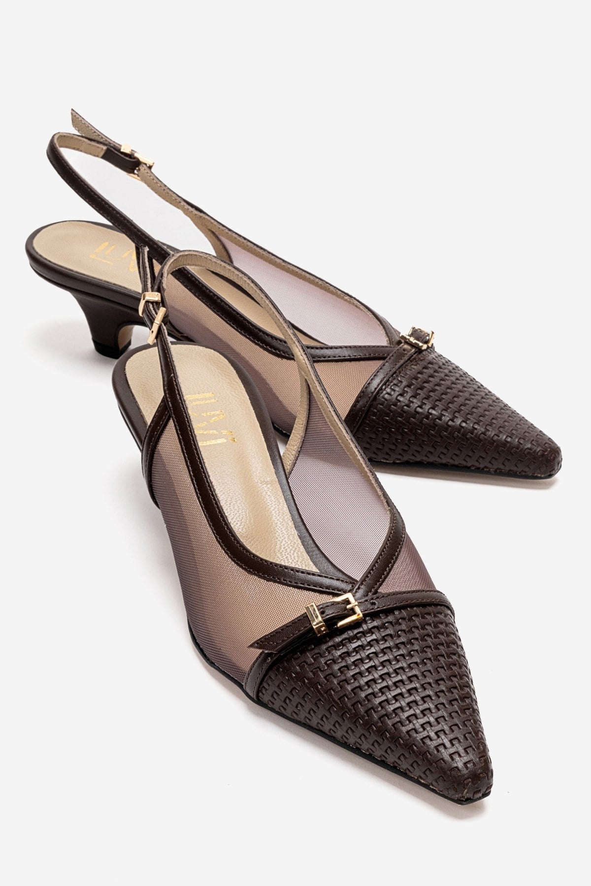 LAVIERA - Cognac Genuine Leather Slingback Low Heel Pump (Women)
