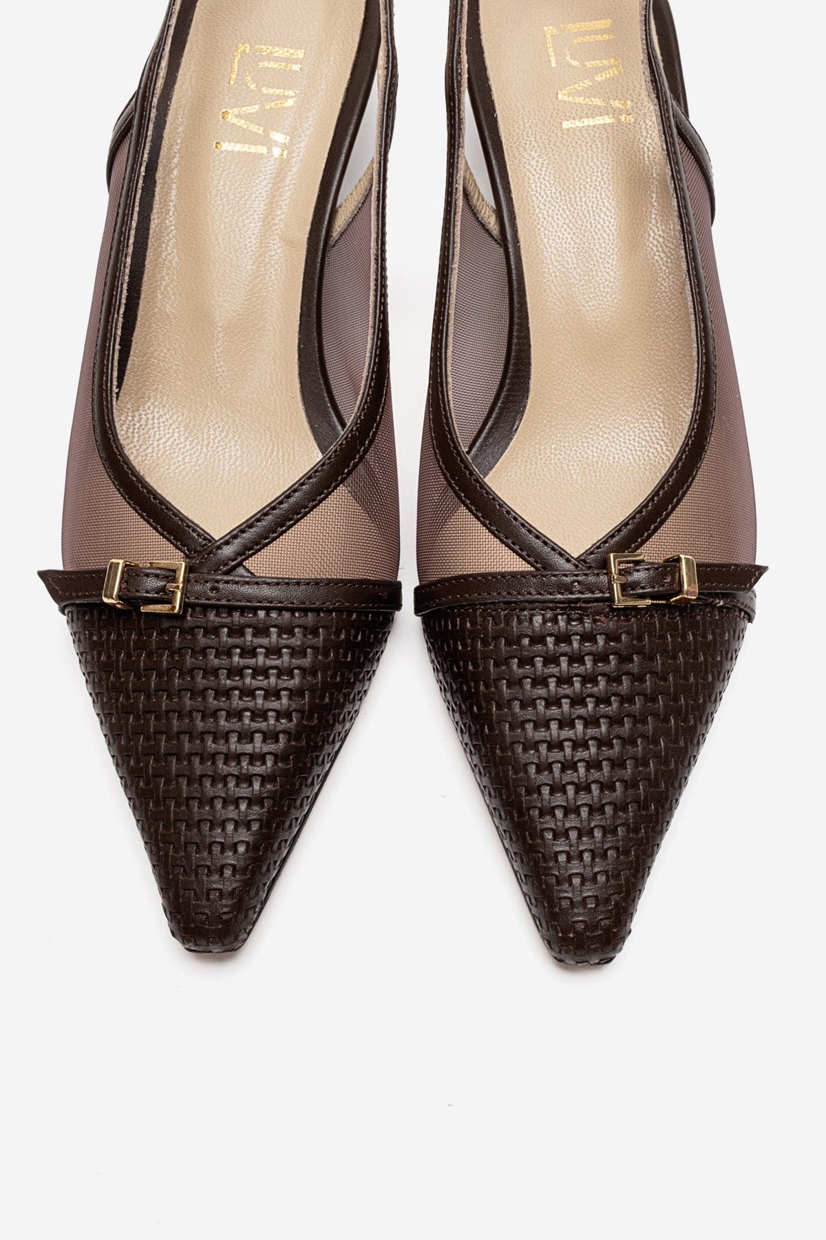 LAVIERA - Cognac Genuine Leather Slingback Low Heel Pump (Women)