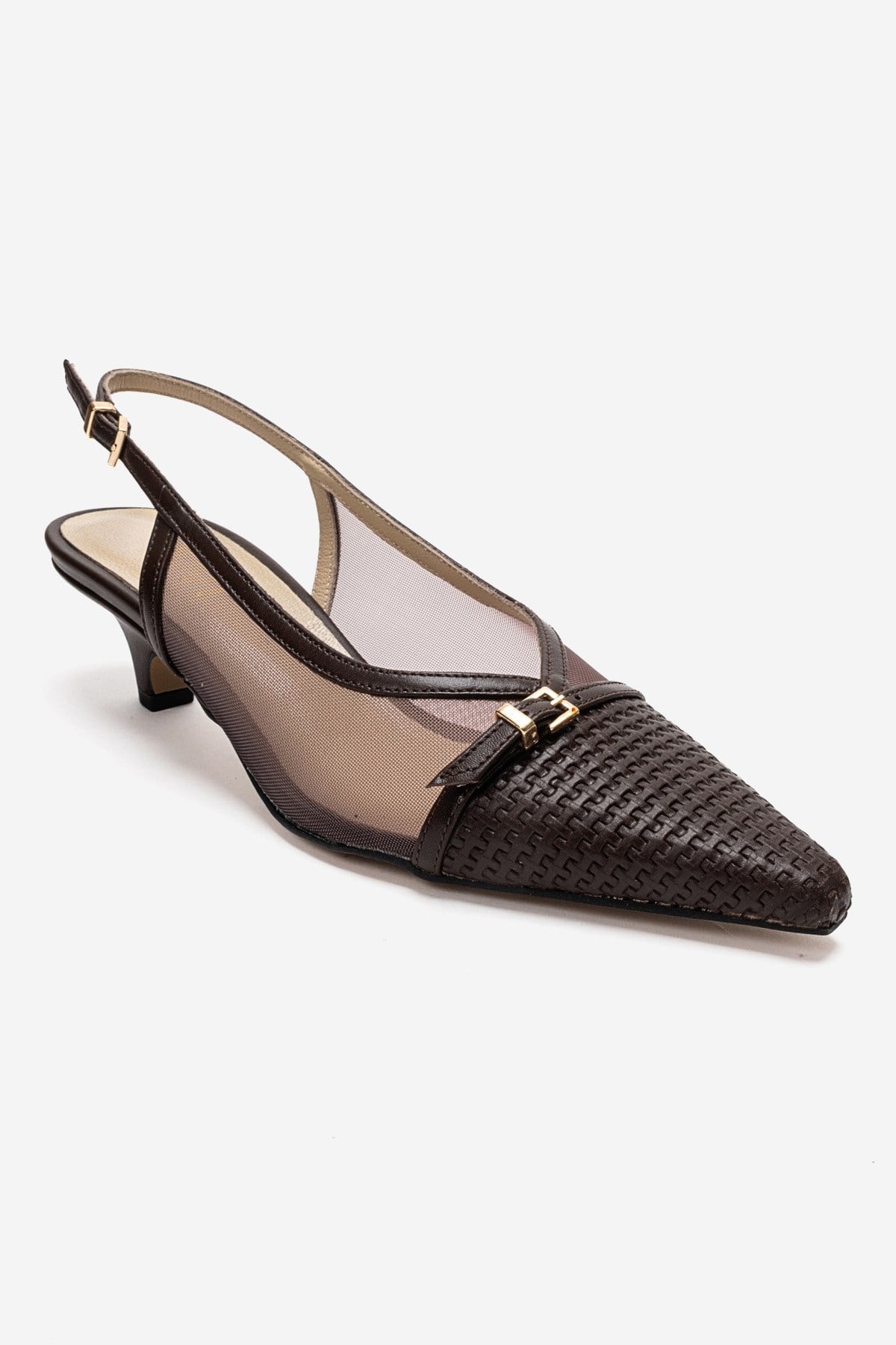 LAVIERA - Cognac Genuine Leather Slingback Low Heel Pump (Women)