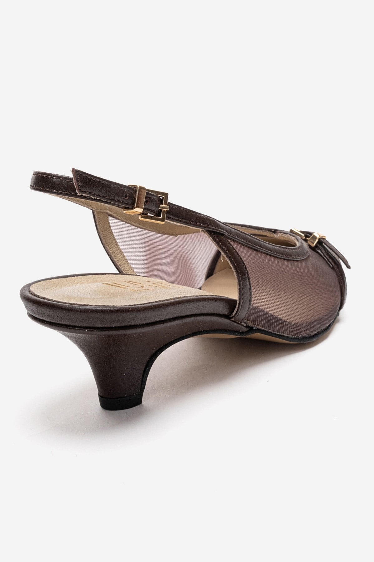 LAVIERA - Cognac Genuine Leather Slingback Low Heel Pump (Women)