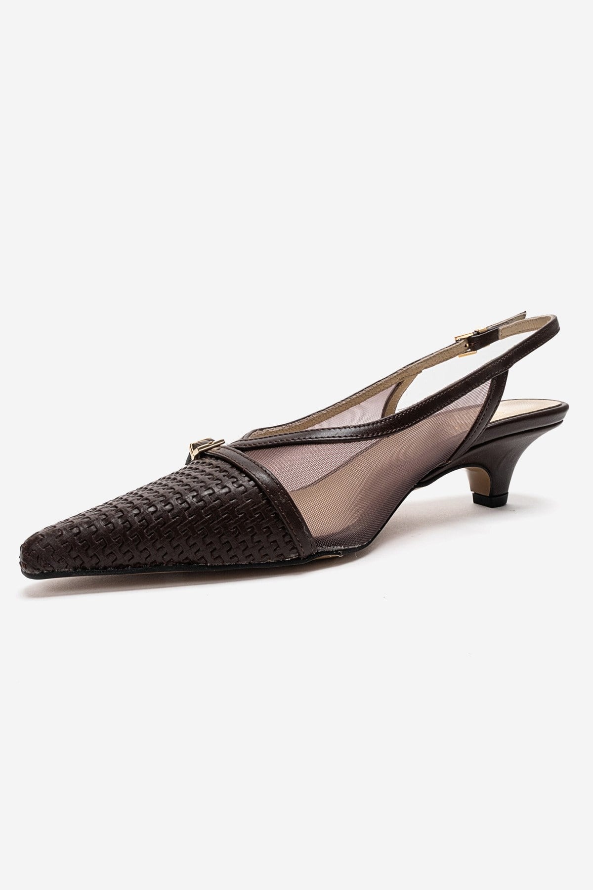 LAVIERA - Cognac Genuine Leather Slingback Low Heel Pump (Women)