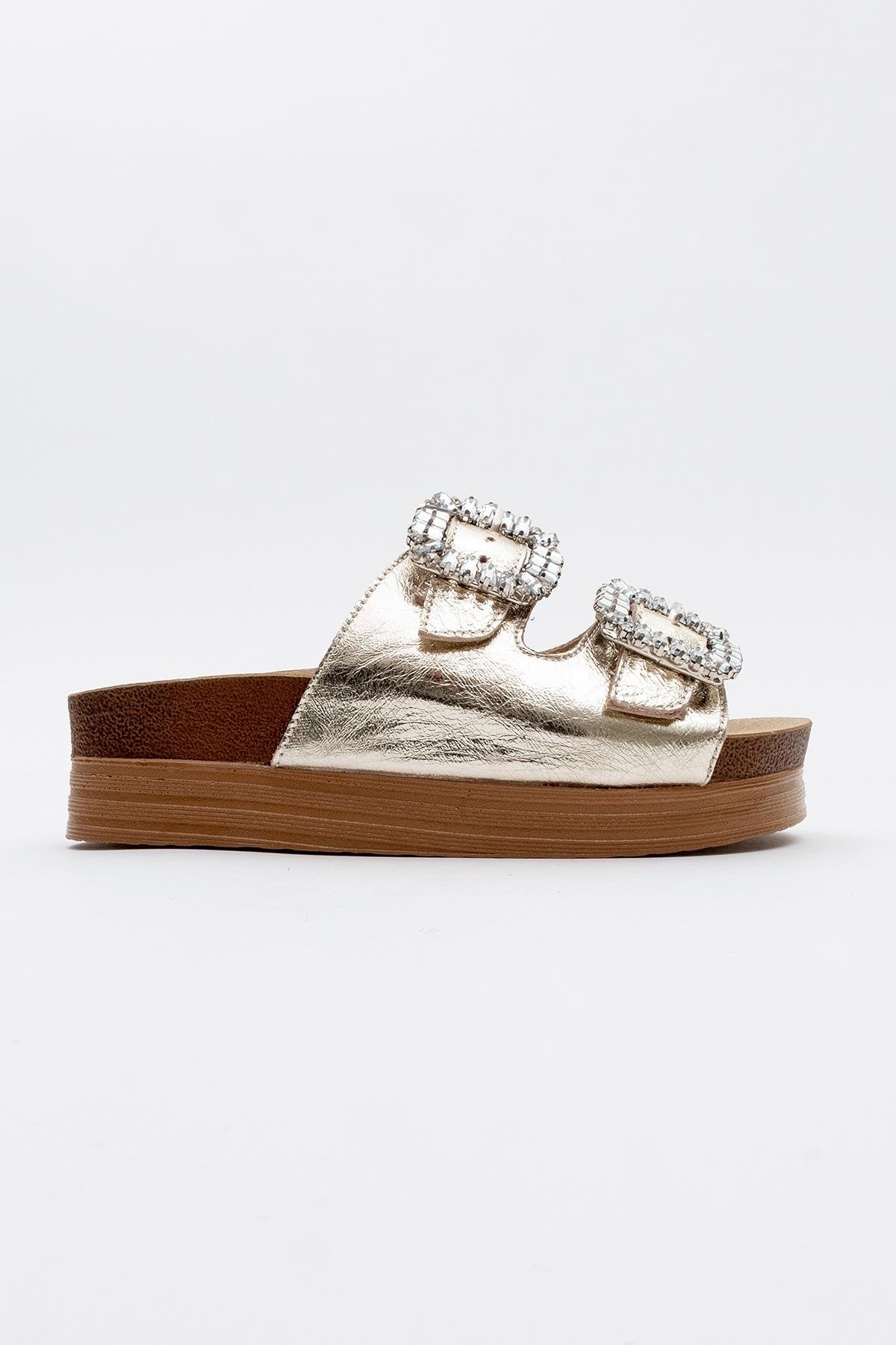 Polacca - Gold Leather Slide Sandal (Women)