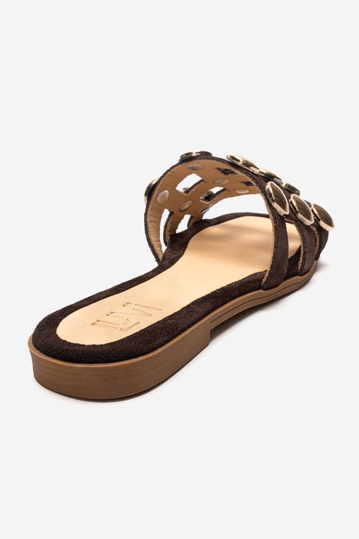 BAREON - Brown Genuine Leather Slide (Women)