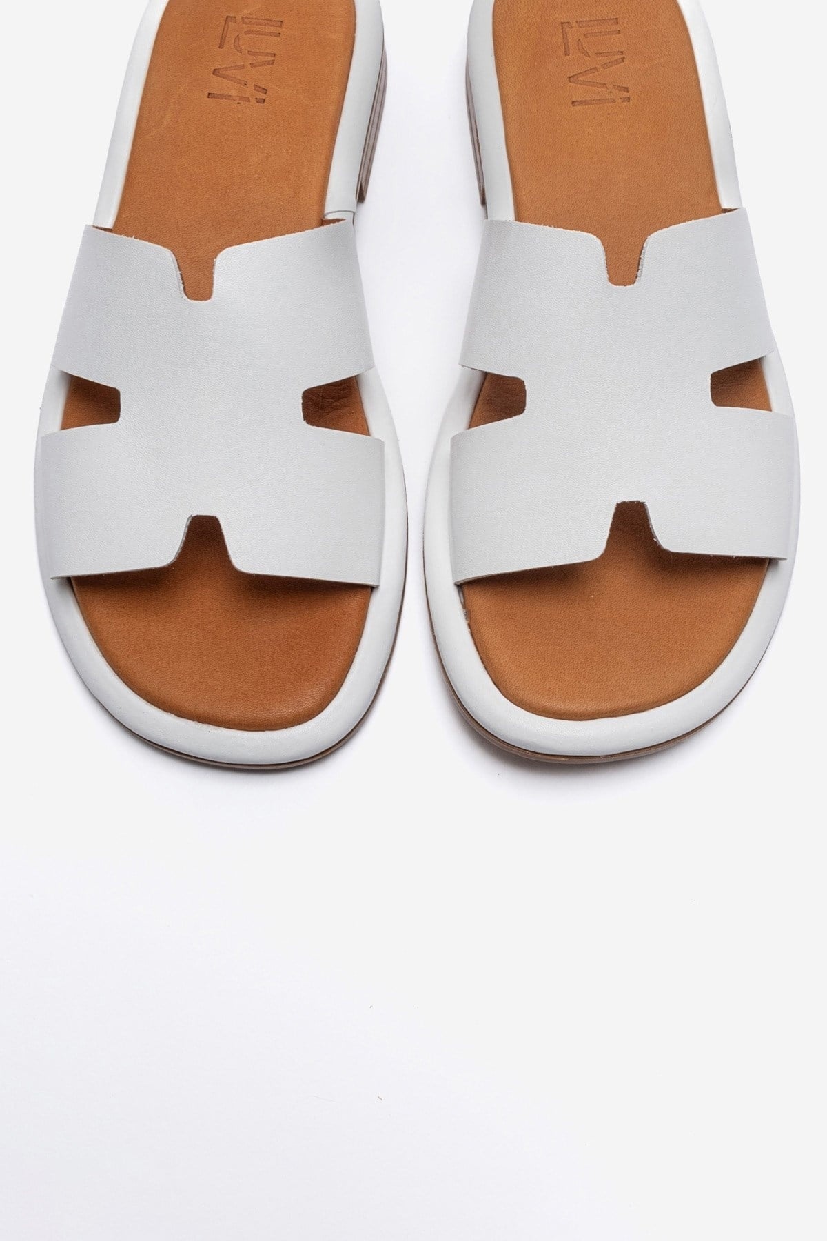 BRIO - White Genuine Leather Slide (Women)