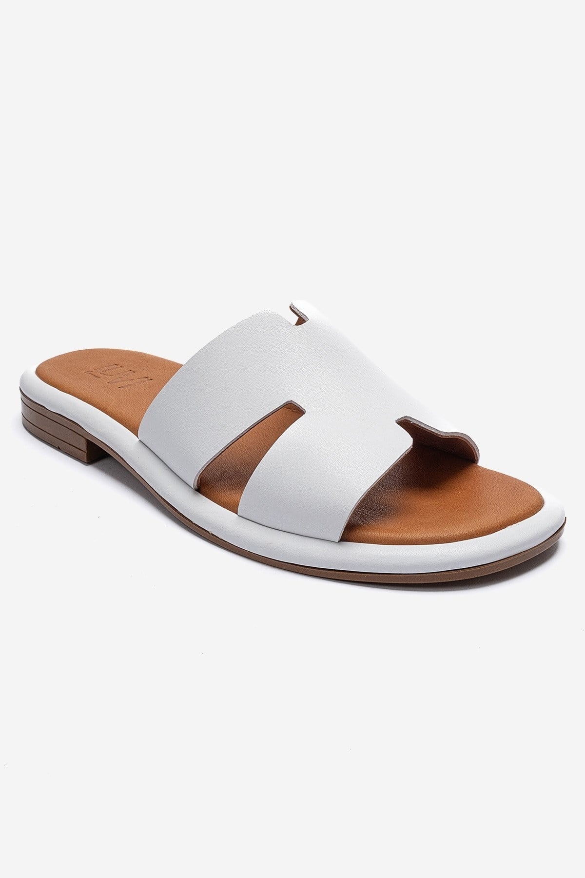 BRIO - White Genuine Leather Slide (Women)