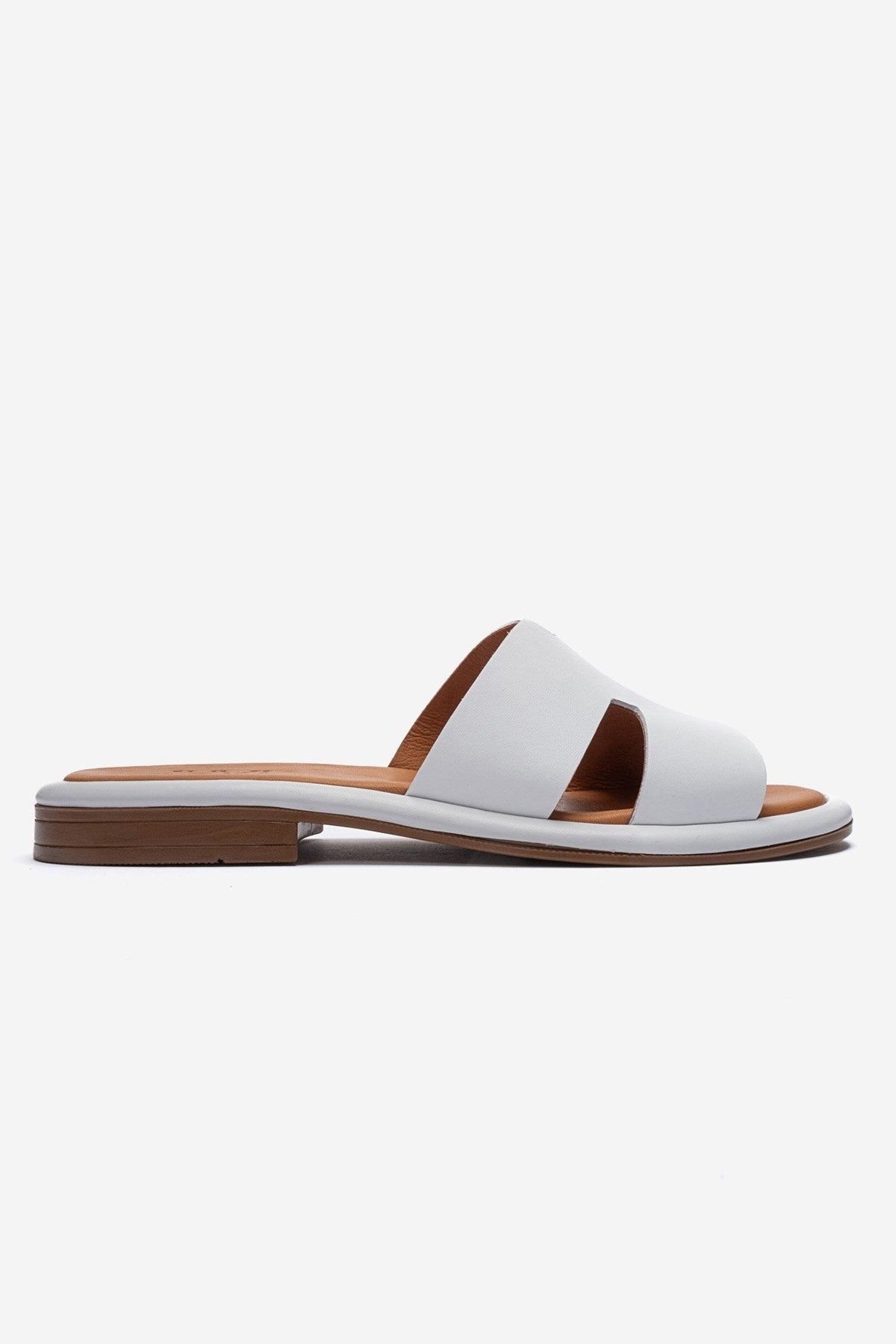 BRIO - White Genuine Leather Slide (Women)