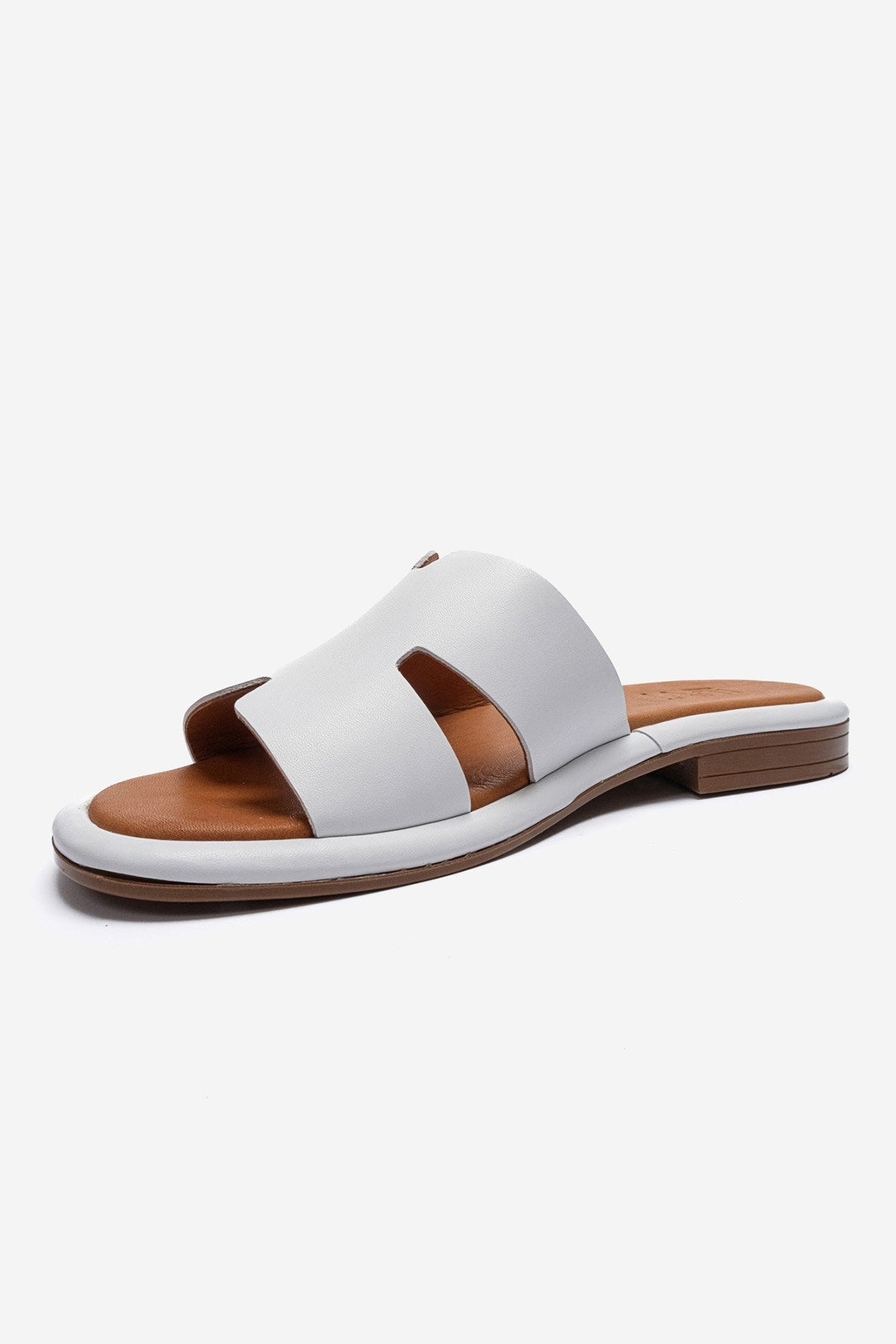 BRIO - White Genuine Leather Slide (Women)
