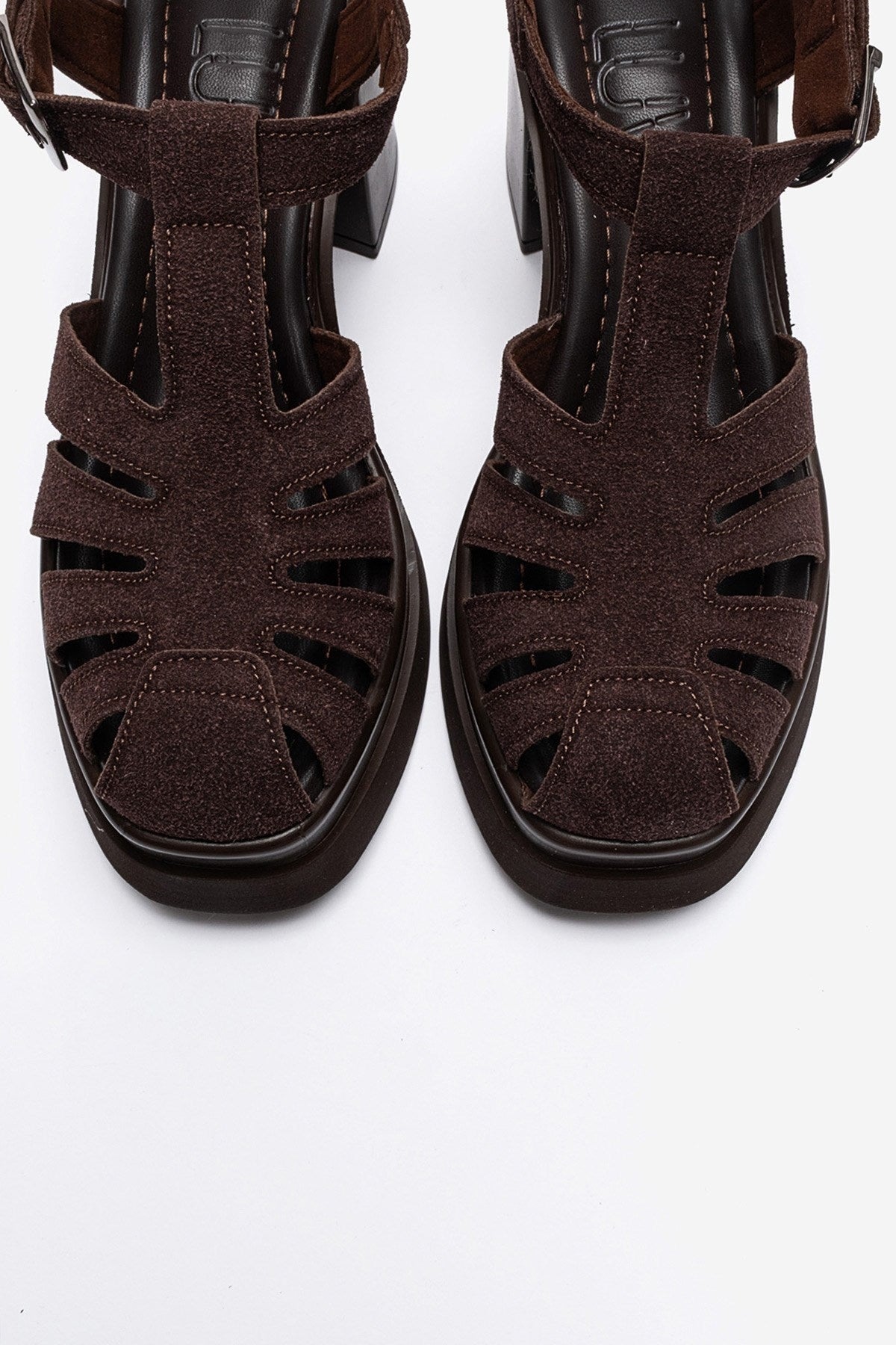 ROVENA - Brown Suede Platform Block Heel Sandal (Women)