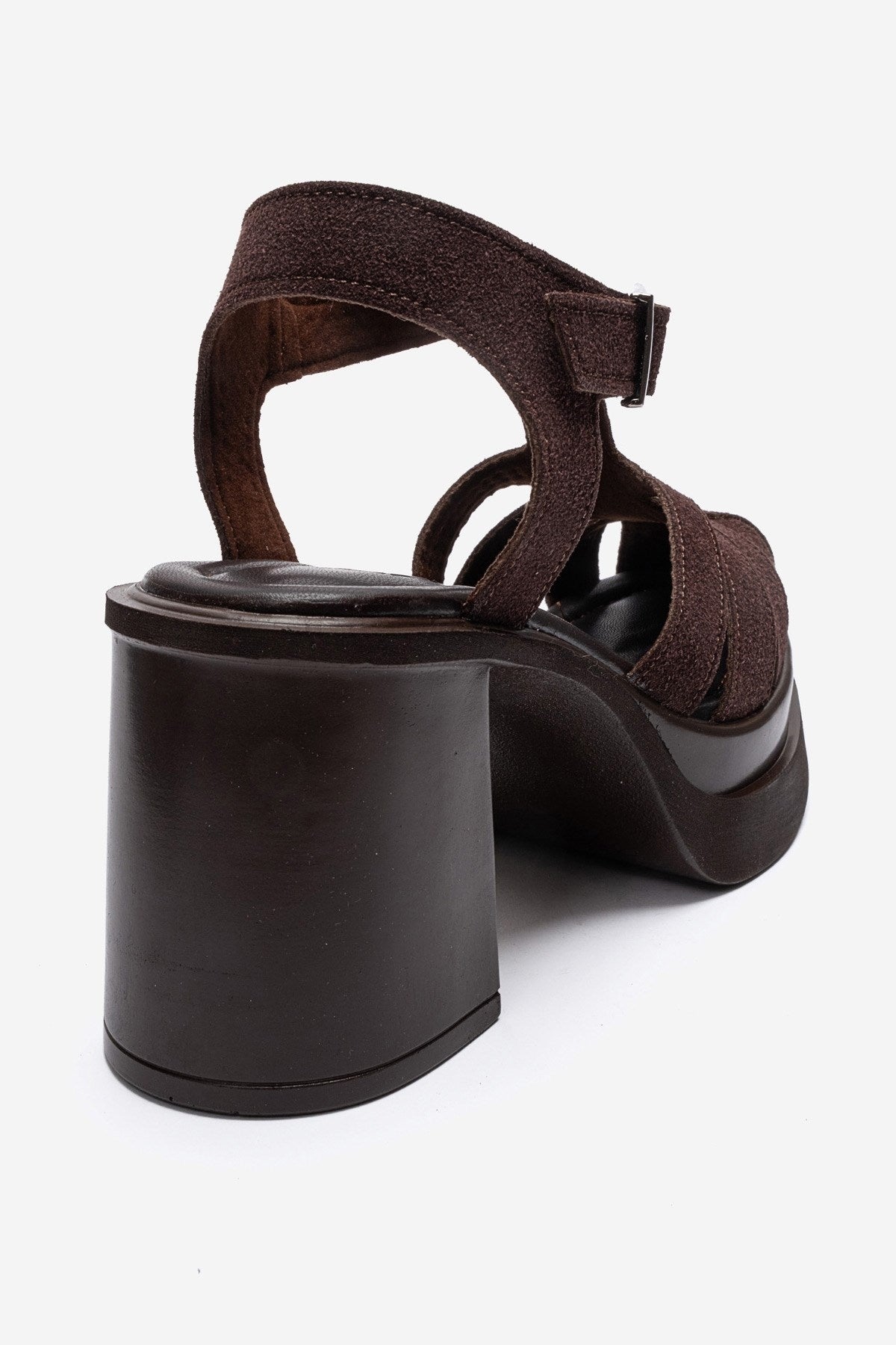 ROVENA - Brown Suede Platform Block Heel Sandal (Women)