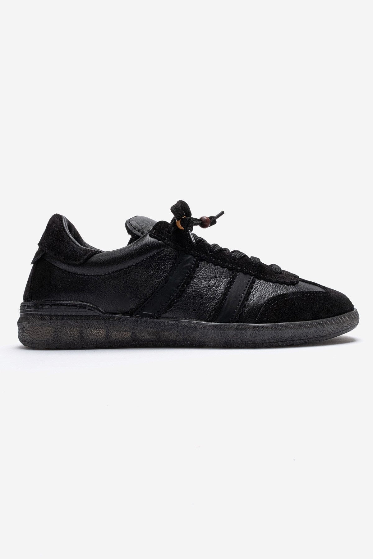 ARDIX - Black Genuine Leather Lace-Up Sneaker (Women)